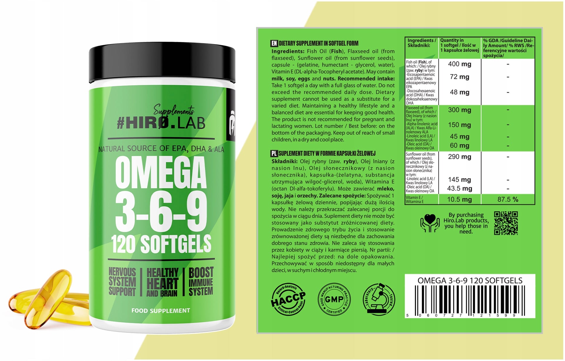 HIRO.LAB Omega 3-6-9 120 capsules Manufacturer code 1000034944