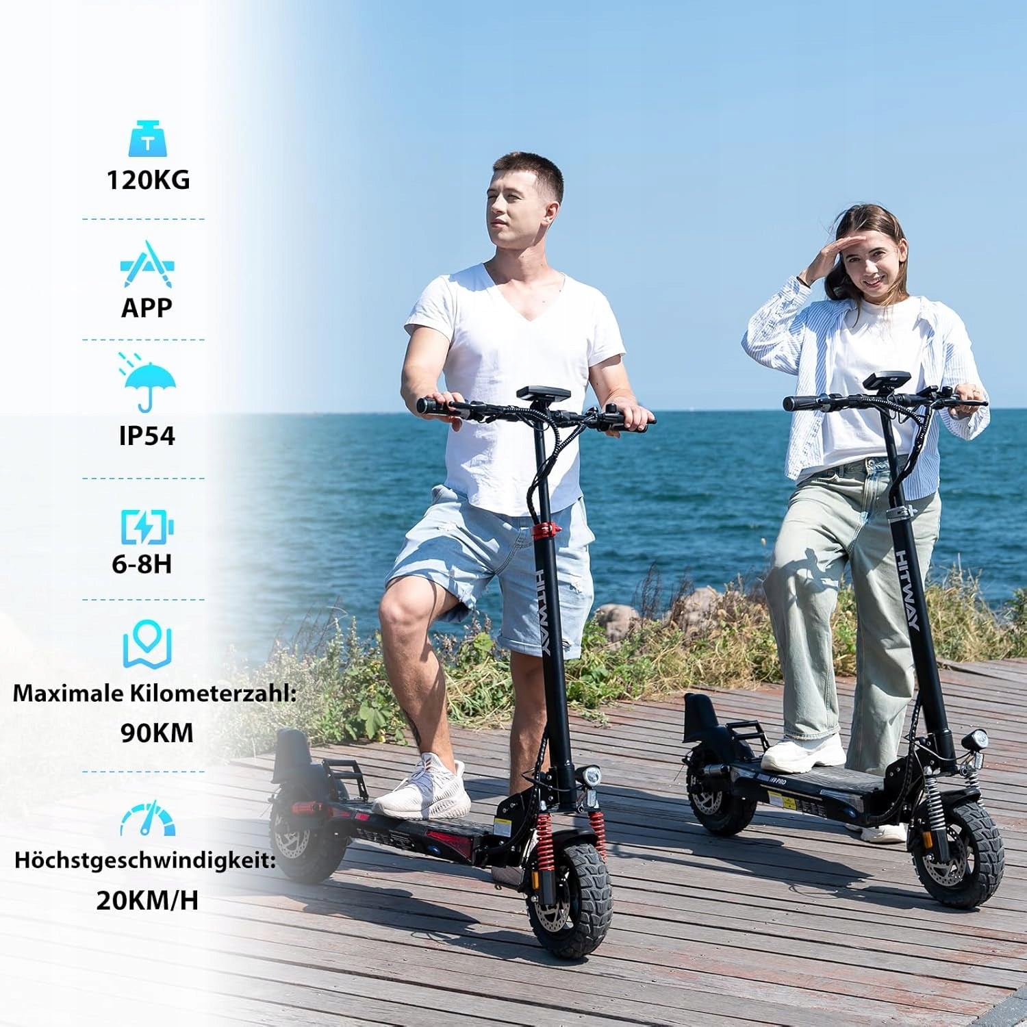 HITWAY H9PRO Electric Scooter Height Adjustable 500W Range 100KM 20.8Ah 48V Brand Hitway