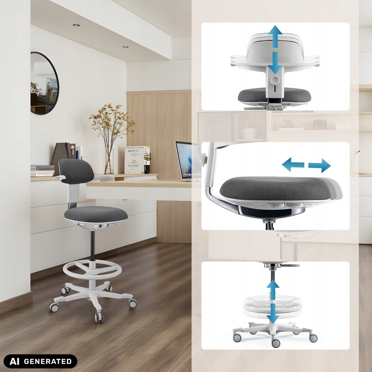 HJH OFFICE ERGONOMIC OFFICE CHAIR 51X55X106 CM 173479 Furniture depth 51 cm