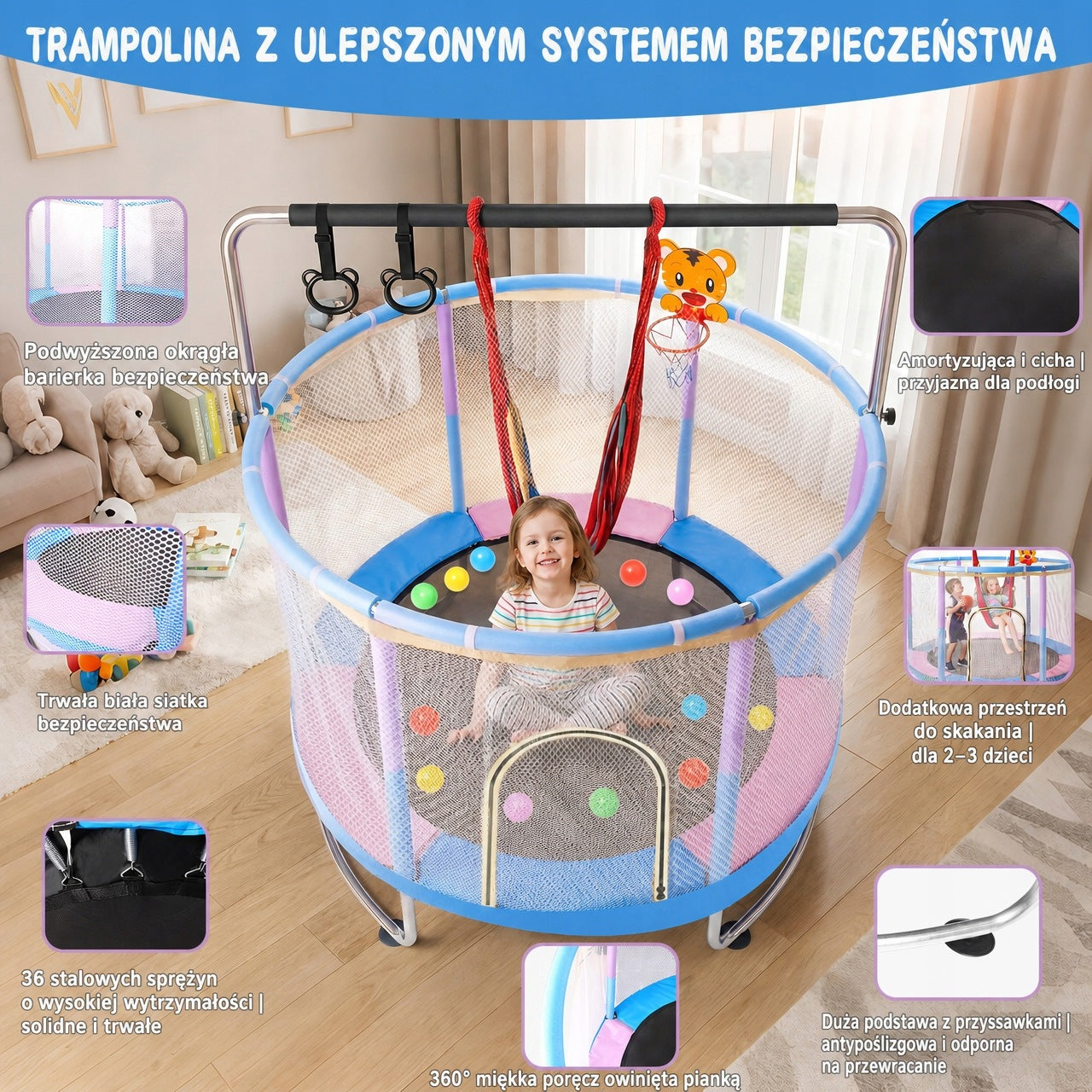 HLC Children's Trampoline Safe With Mesh And Foam For Interior And Garden Brand no brand
