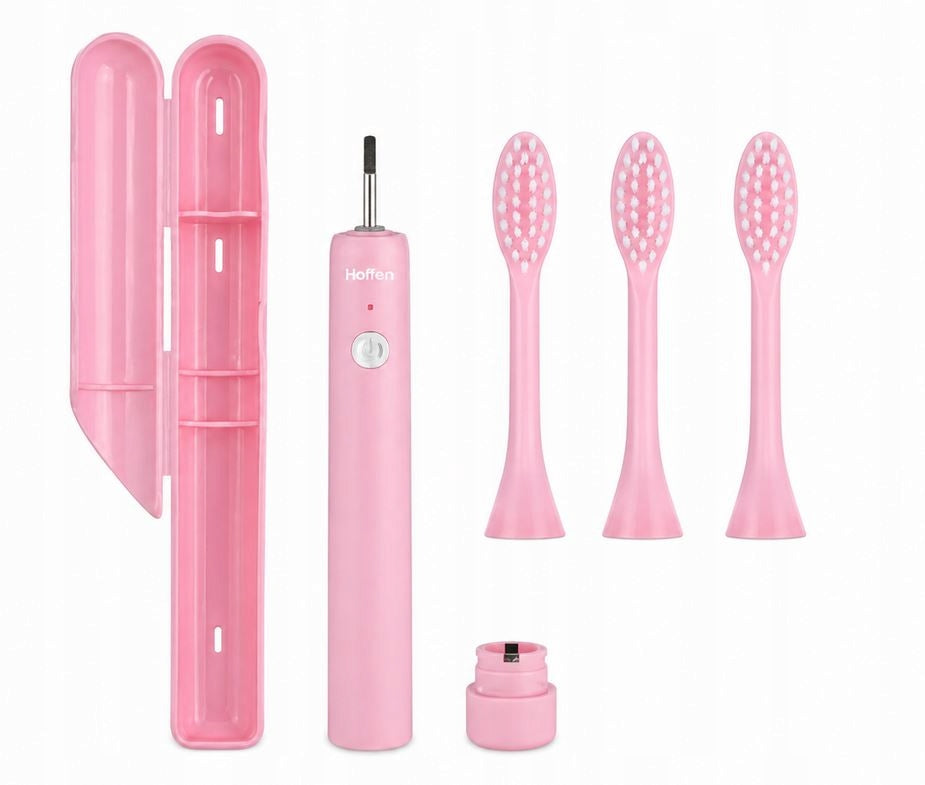 HOFFEN Battery Operated Sonic Toothbrush 3 Tips Case Pink IPX7 Manufacturer code BST-6171