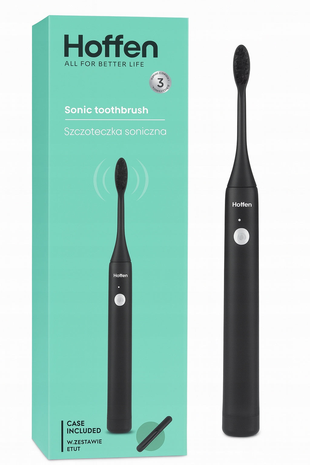 HOFFEN Battery operated sonic toothbrush case tips BLACK