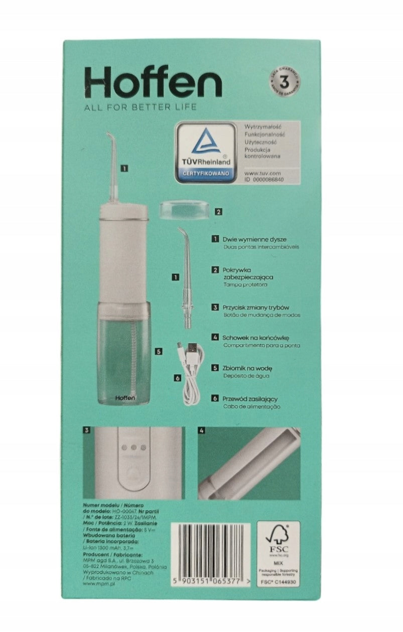 HOFFEN ORAL IRRIGATOR 3 CLEANING MODES Color white