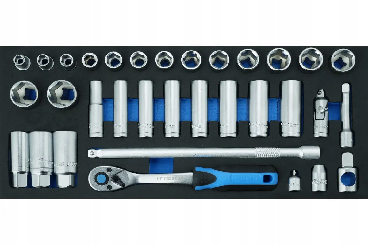 HOGERT HT7G165 RATCHET TOOL SET 3/8'' 33 PIECES CABINET INSERT