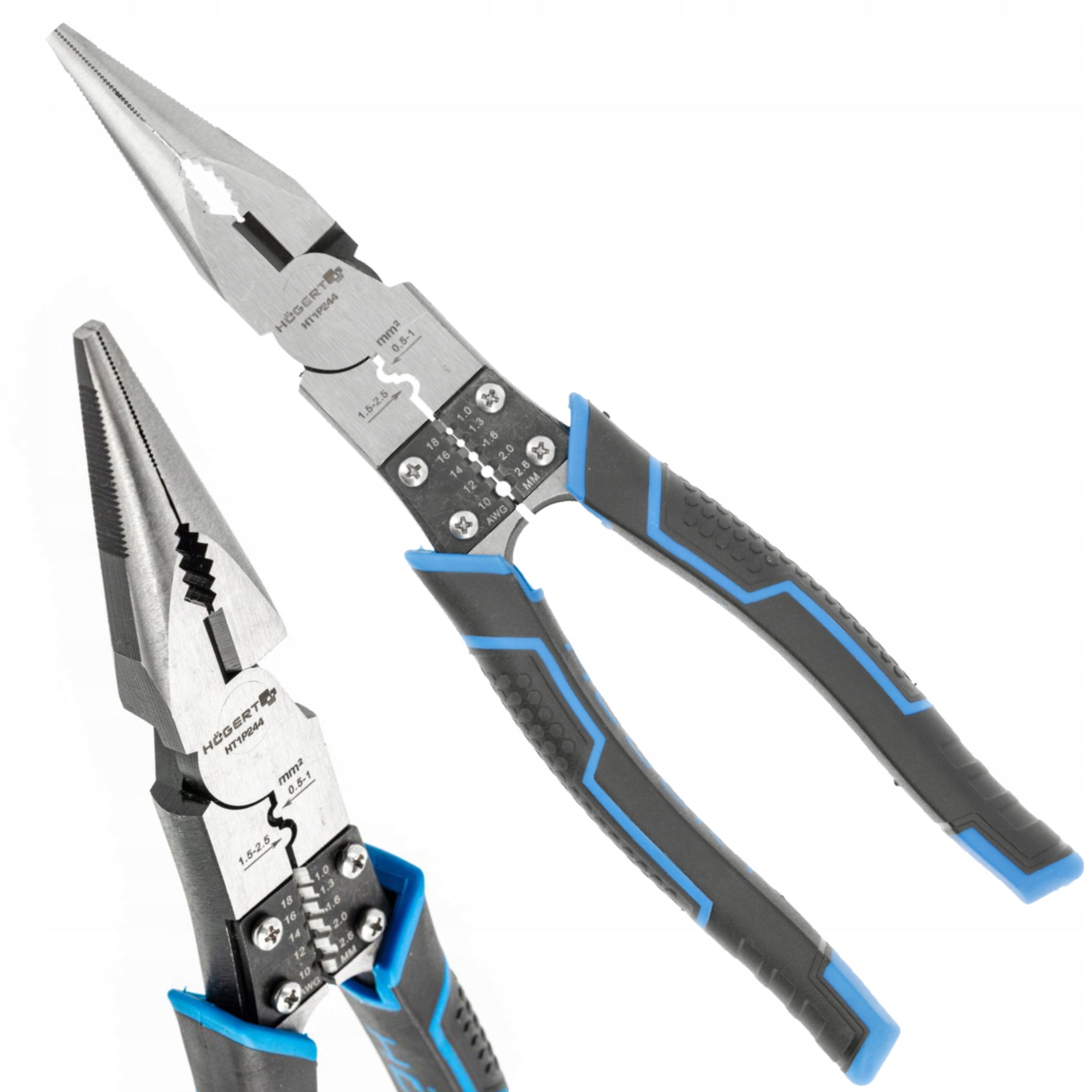 HOGERT MULTIFUNCTIONAL 9in1 ELONGATED PLIERS FOR INSULATION 0,5-2,5mm2 HT1P244