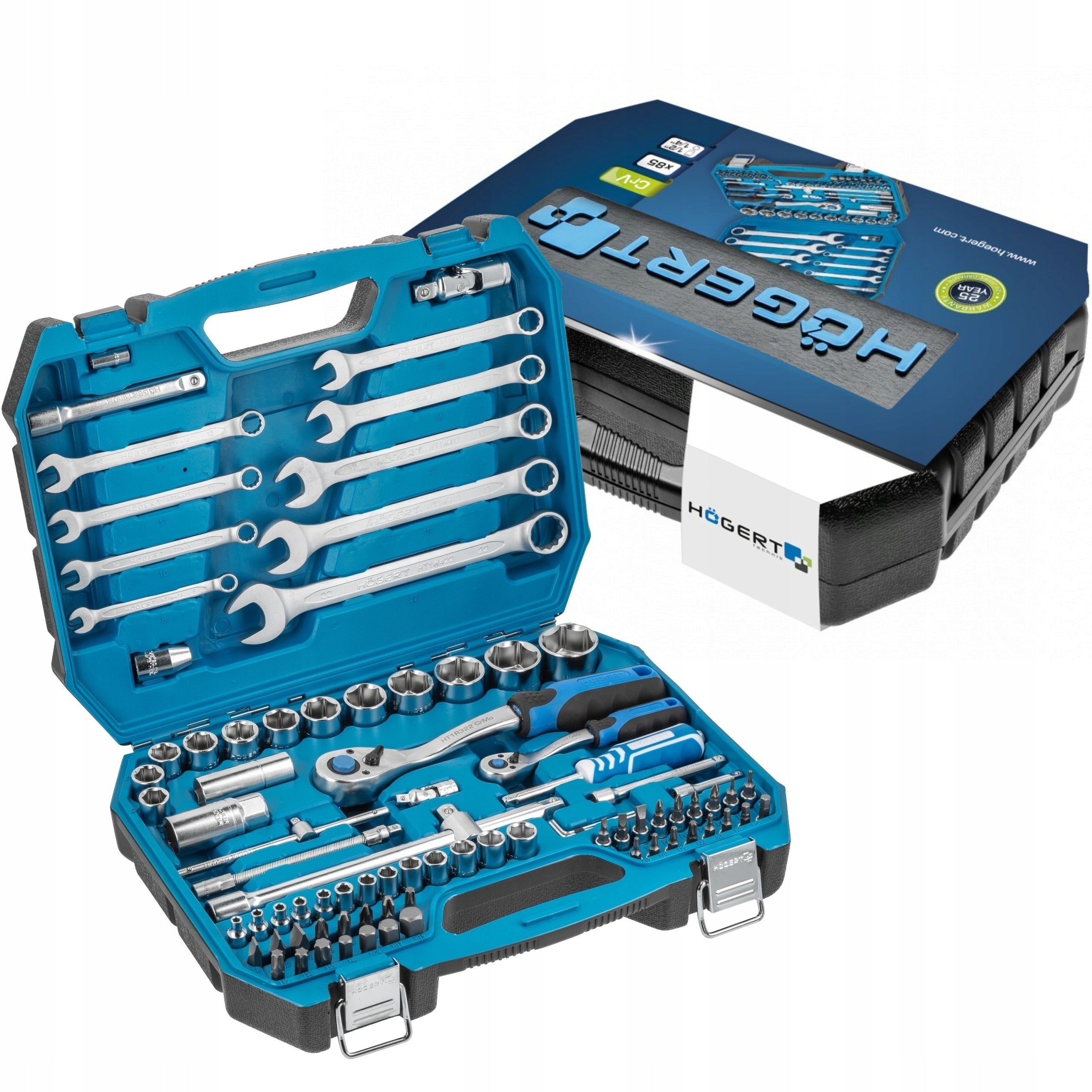 HOGERT SET OF CAPS BITS SOCKET WRENCHES 85 pcs. Brand Hoegert Technik