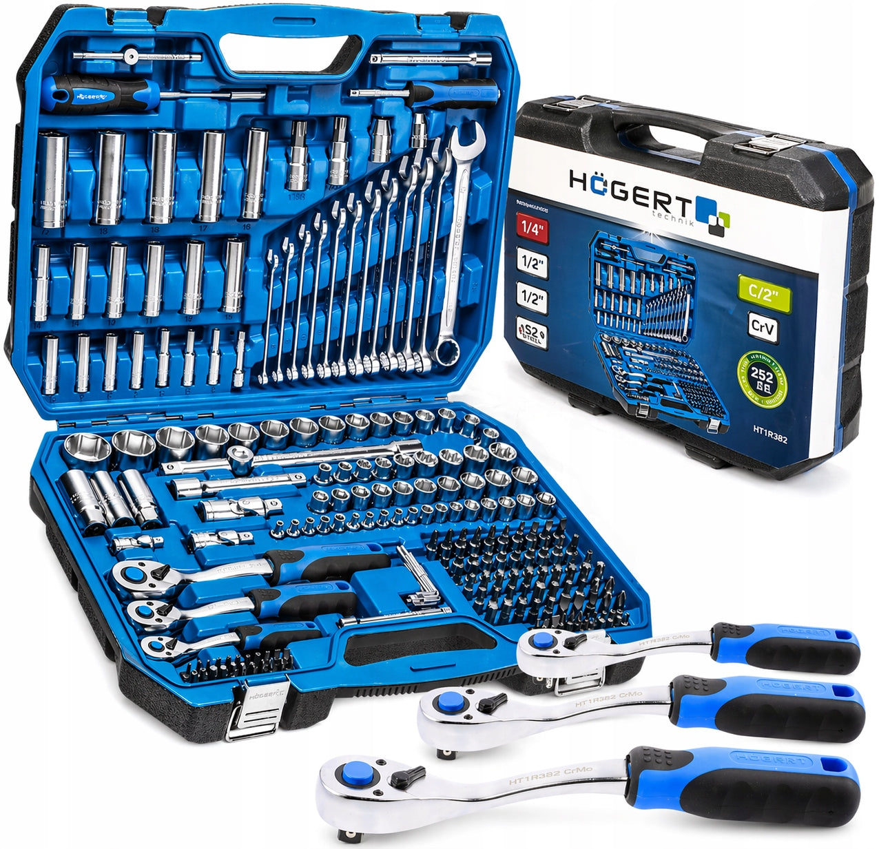 HOGERT SET OF SOCKET WRENCHES 222 ELEMENT 3 - RATTLES SUITCASE