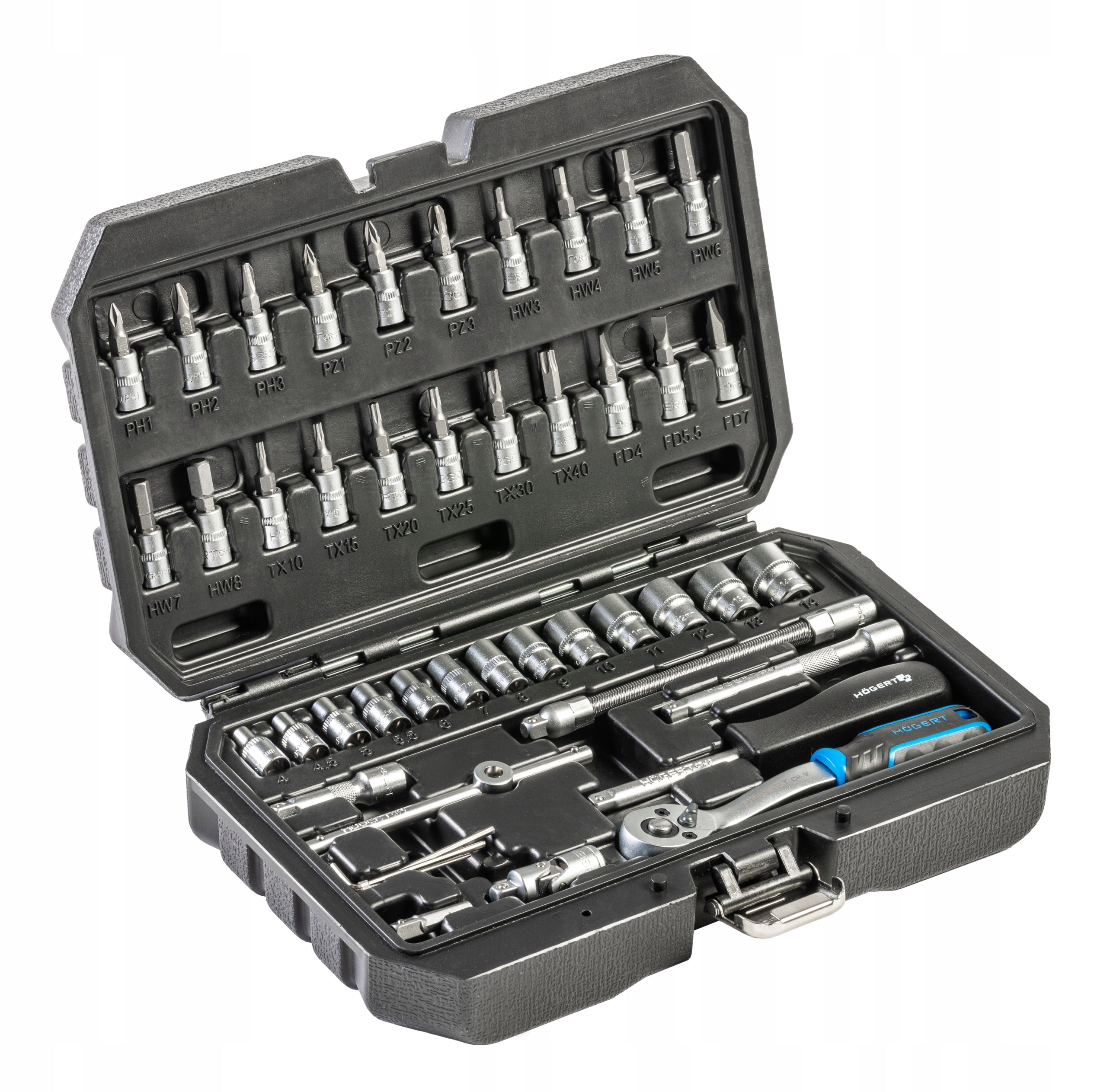 HOGERT SOCKET SET BITS SOCKET WRENCHES SET OF KEYS HT1R216 46EL 1/4 EAN (GTIN) 5901867145567