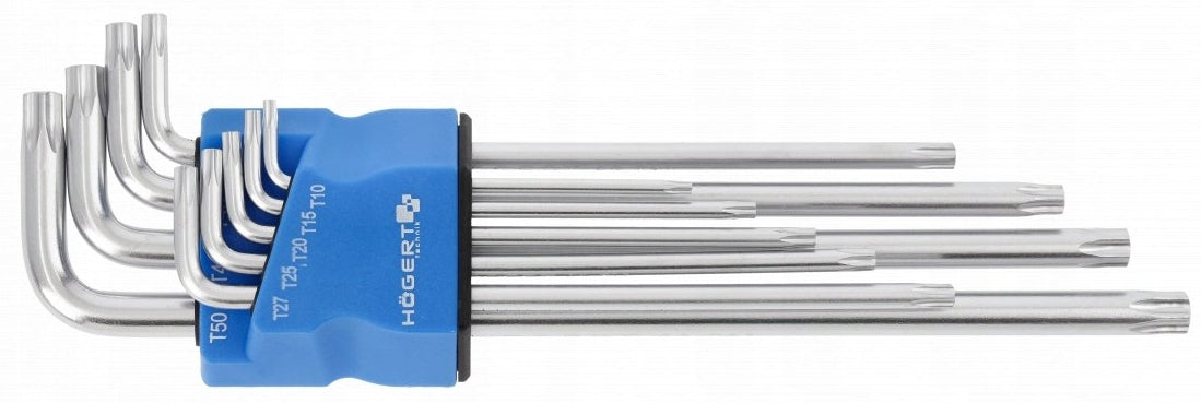 HOGERT Torx keys S2, 9 pcs extra long HT1W831