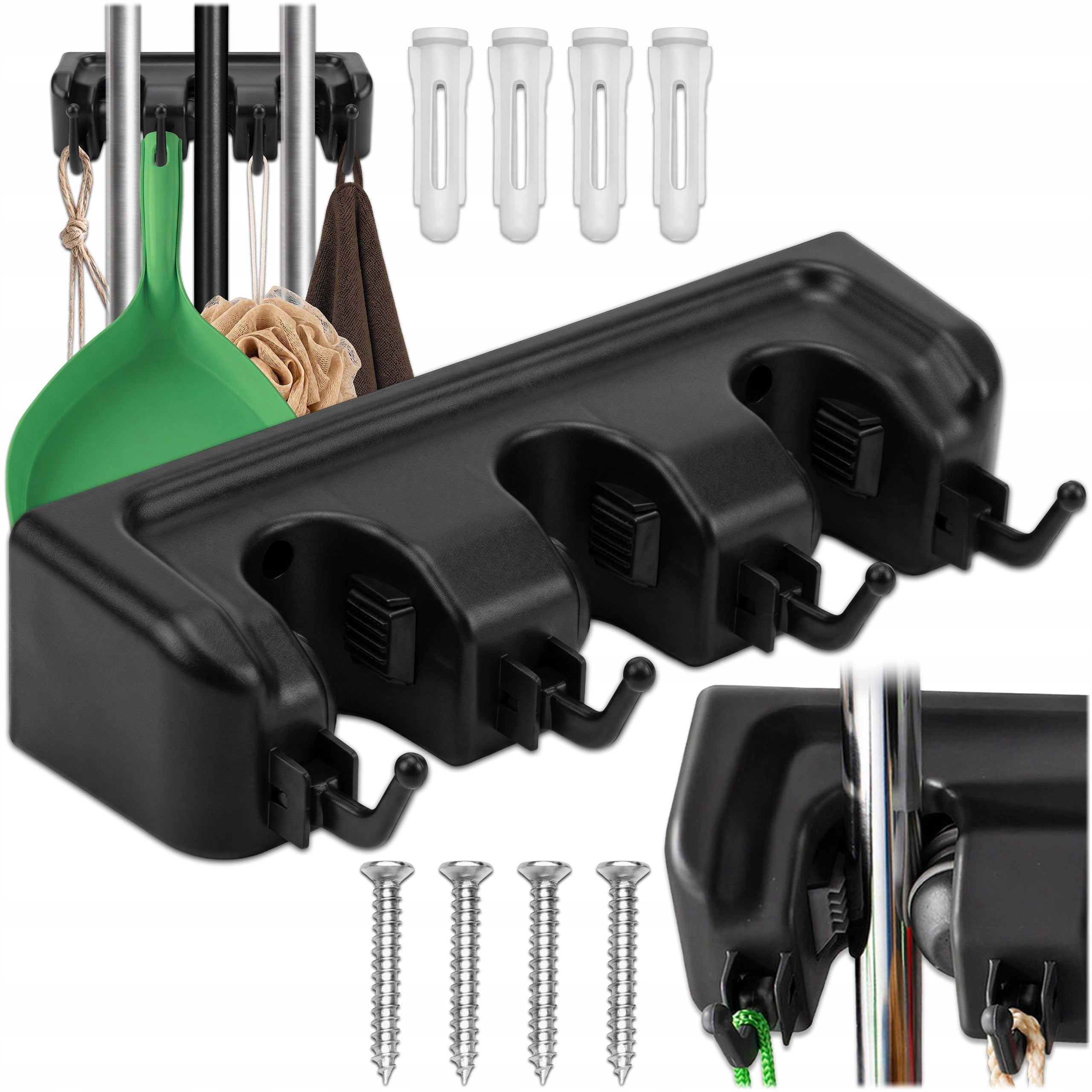 HOLDER BROOM HANGER MOPS MOP RAKE WALL TOOLS 3 PLACES HOOK