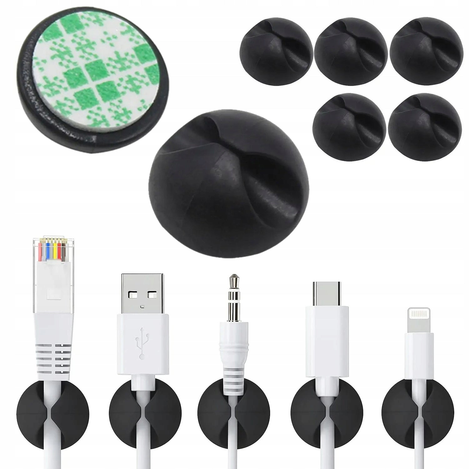 HOLDER CABLE ORGANIZER SELF ADHESIVE 5 PIECES