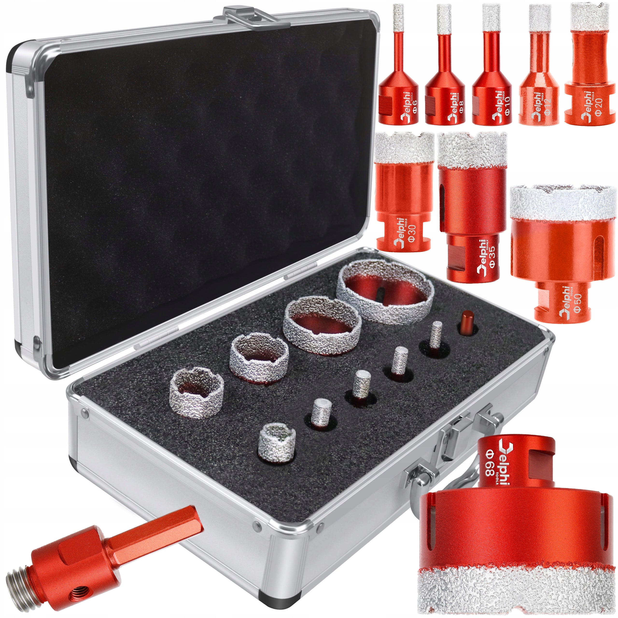 HOLE SAW DIAMOND LACE FOR STONEWARE SET ⌀ 6,8,10,12,20,30,35,50,68 M14