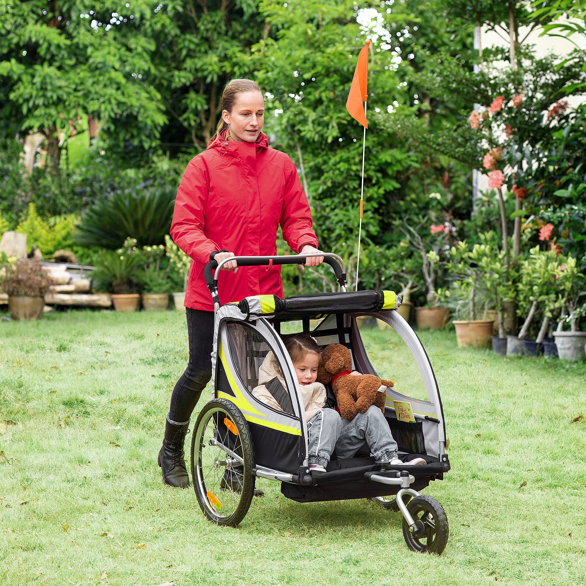 HOMCOM 2in1 bicycle trailer for 2 children, with driving function Packaging status original
