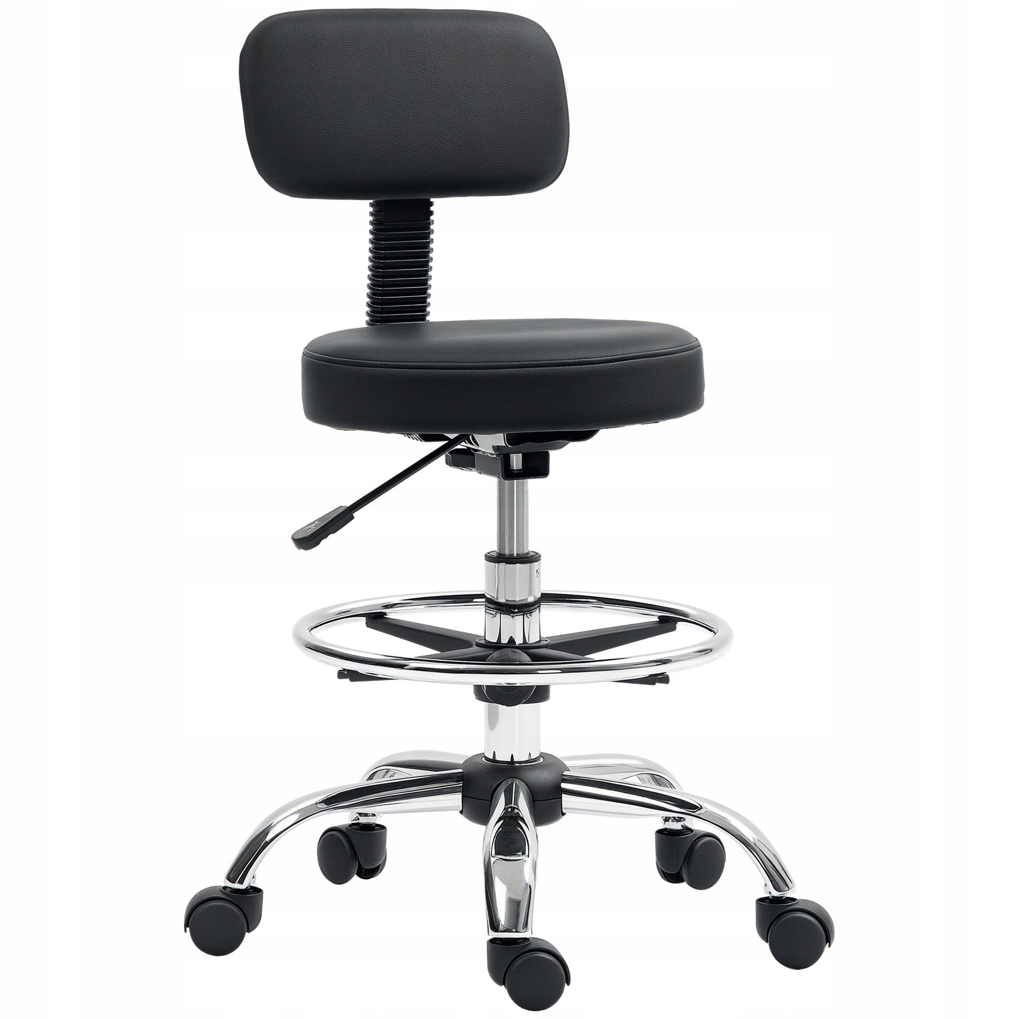 HOMCOM Adjustable Eco-Leather Stool, Swivel Cabinet Chair, Black