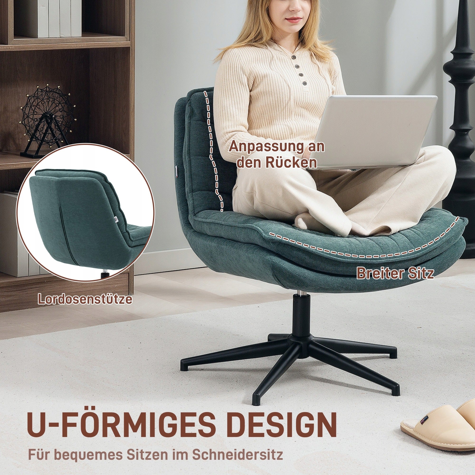 HOMCOM Armrest for computer without wheels green Manufacturer code 83B-337V00DG
