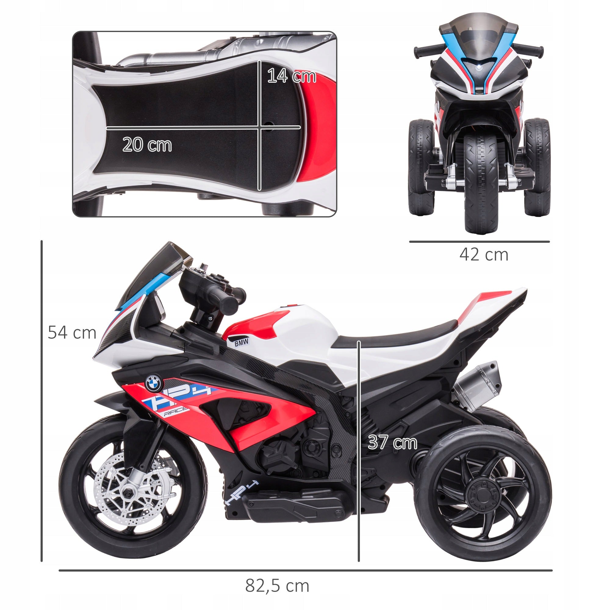 HOMCOM BMW HP4 electric children's motorcycle with music, rider, red Brand Homcom