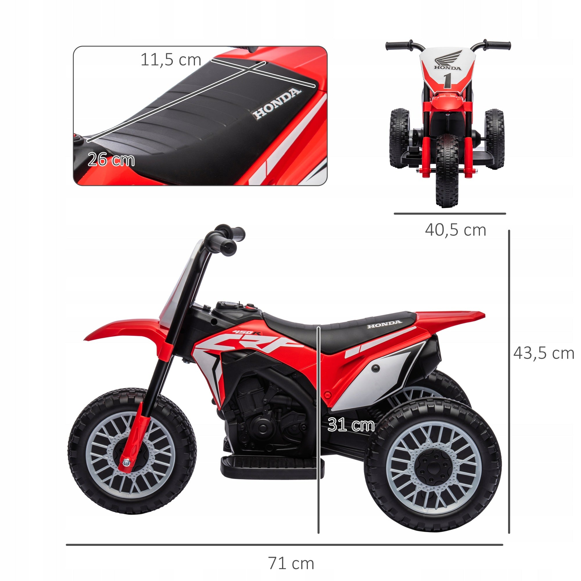 HOMCOM Children's electric motorcycle, 6V, sound and music Maximum speed 3 km/h