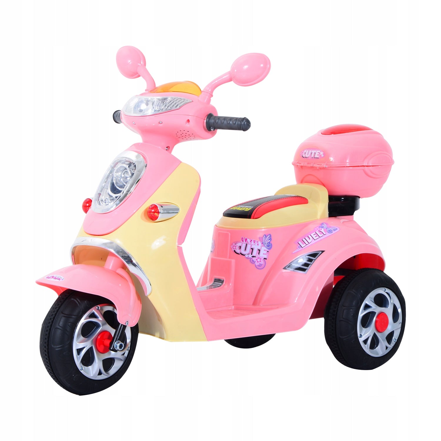 HOMCOM Children's electric motorcycle, tricycle, 3 km/h, pink