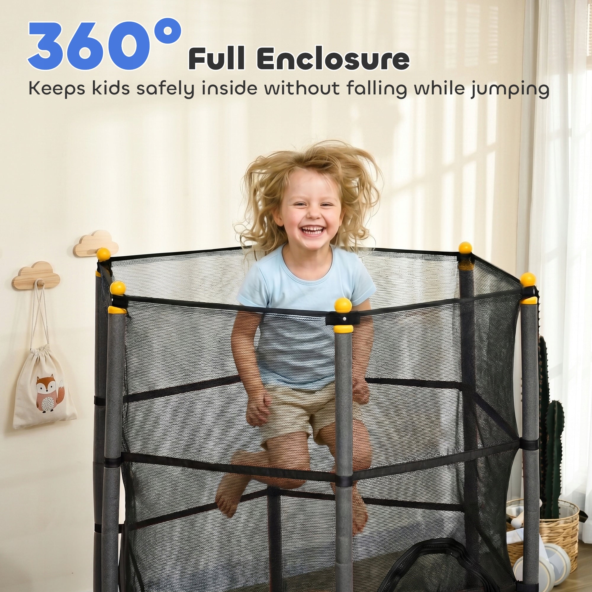 HOMCOM Children's trampoline Ø163 cm, black, 3-10 years old Kid's age 3+ years