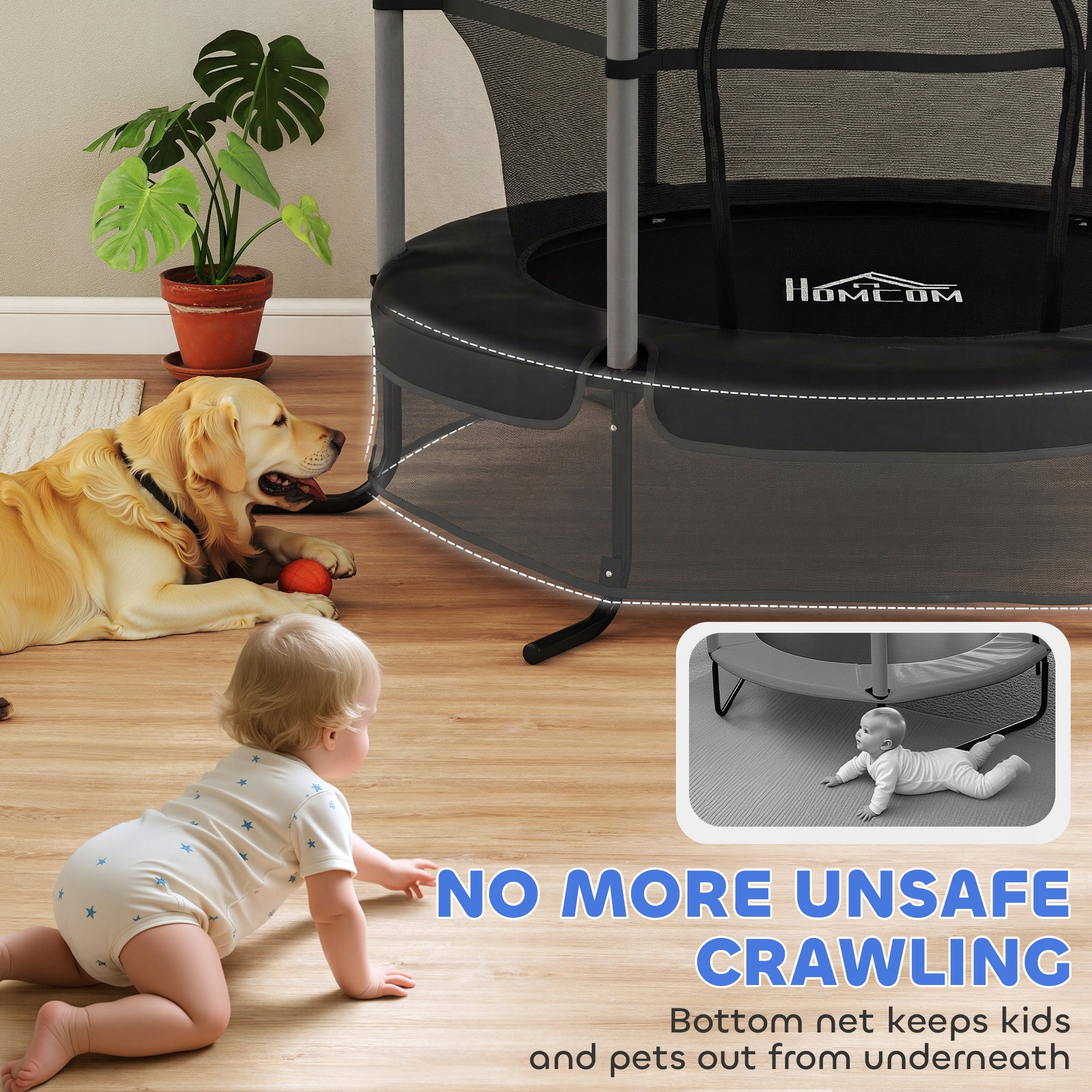 HOMCOM Children's trampoline Ø163 cm, black, 3-10 years old Kind with net