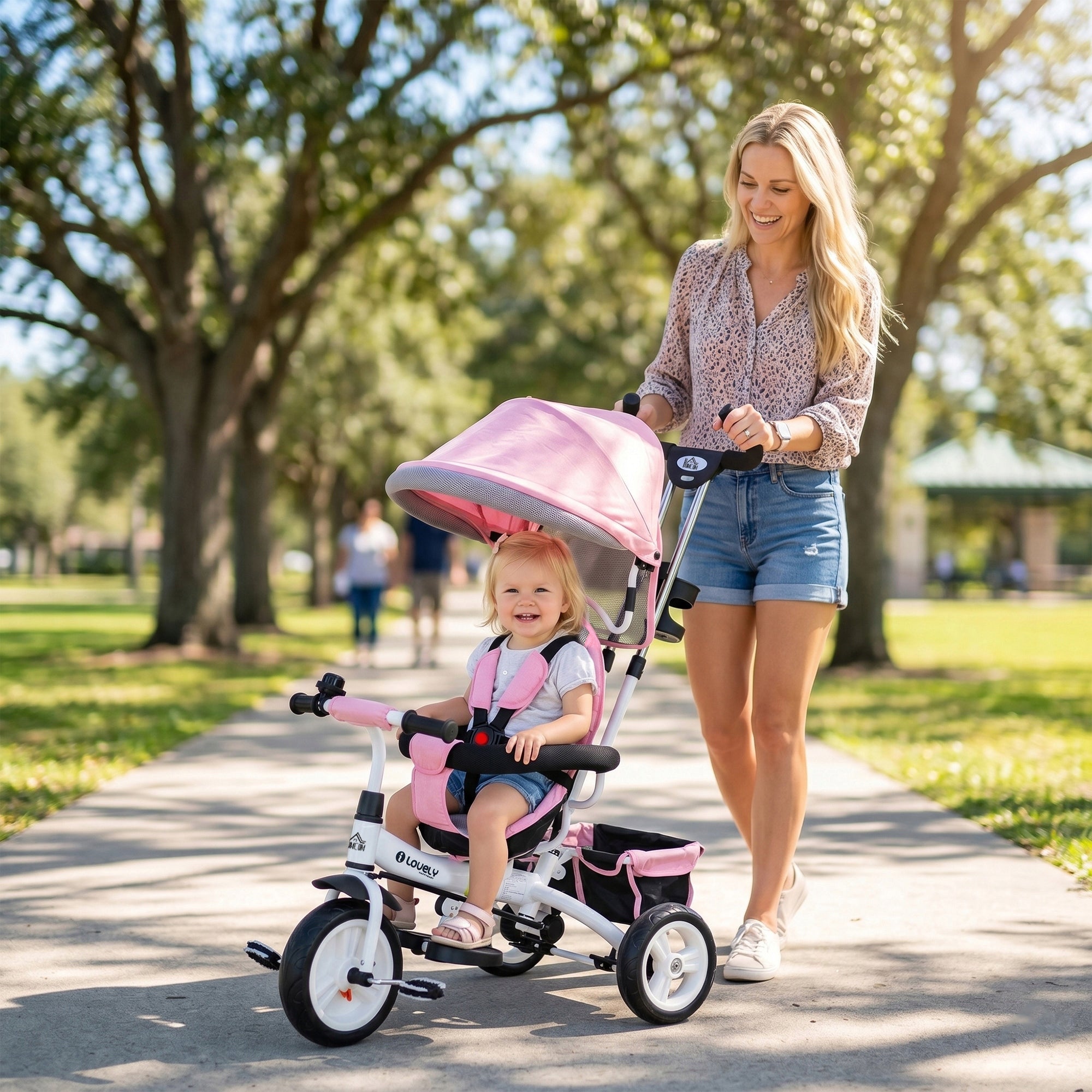 HOMCOM Children's tricycle Removable visor 95x50x106cm Pink Packaging status original