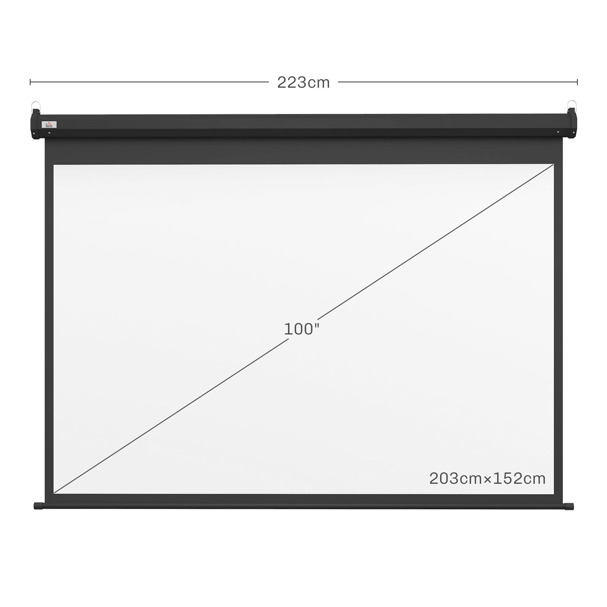 HOMCOM Electric Projection Screen 4:3, Home Theater, 203 x 152 cm, Black Model HOMCOM