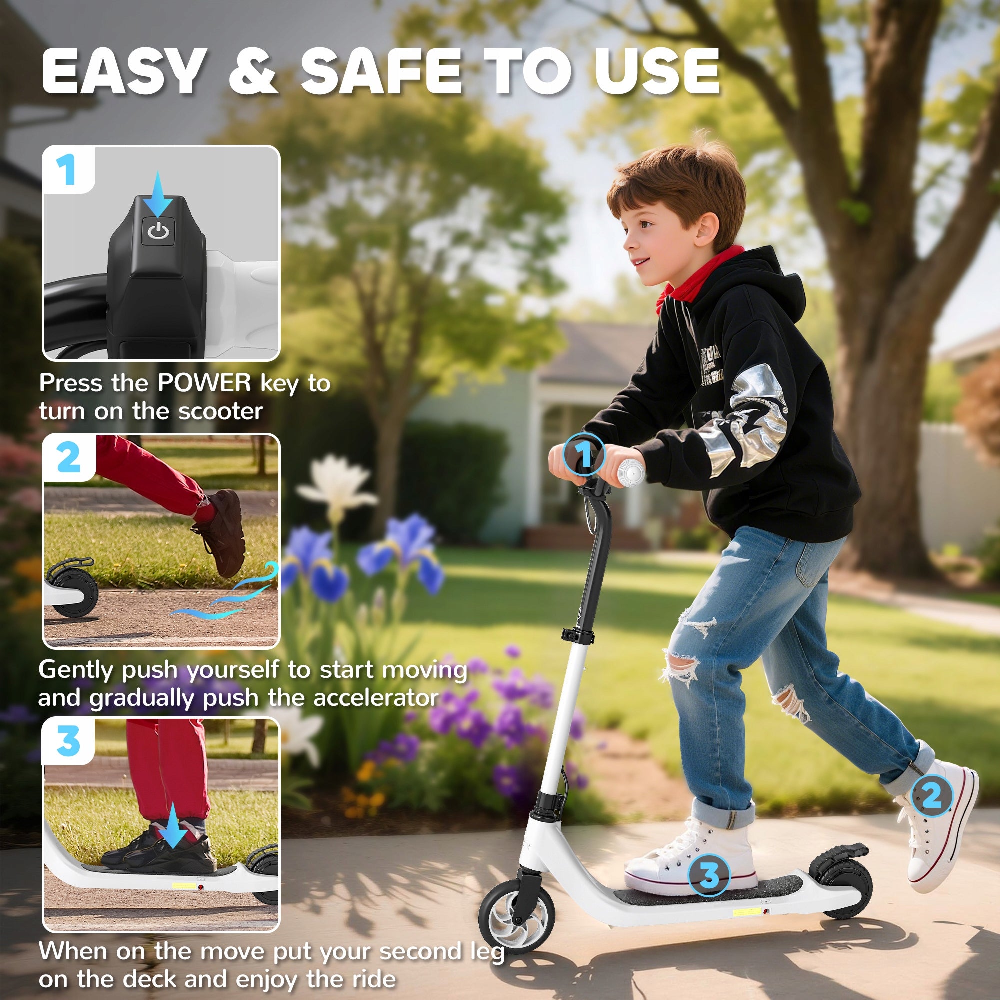 HOMCOM Electric scooter, Height adjustable, for children aged 6+ Brand Homcom