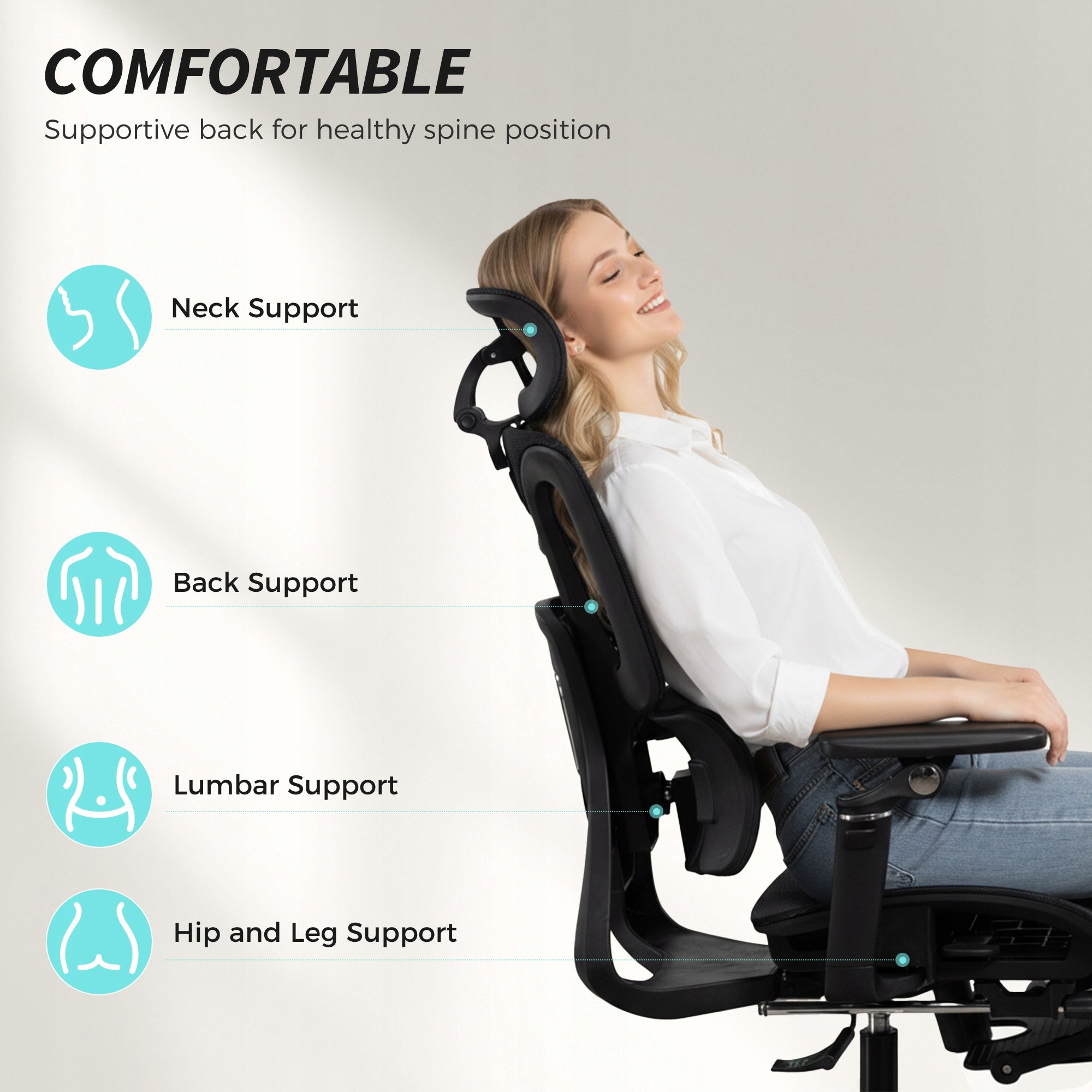 HOMCOM Ergonomic office chair with adjustable folding armrests Furniture depth 71 cm