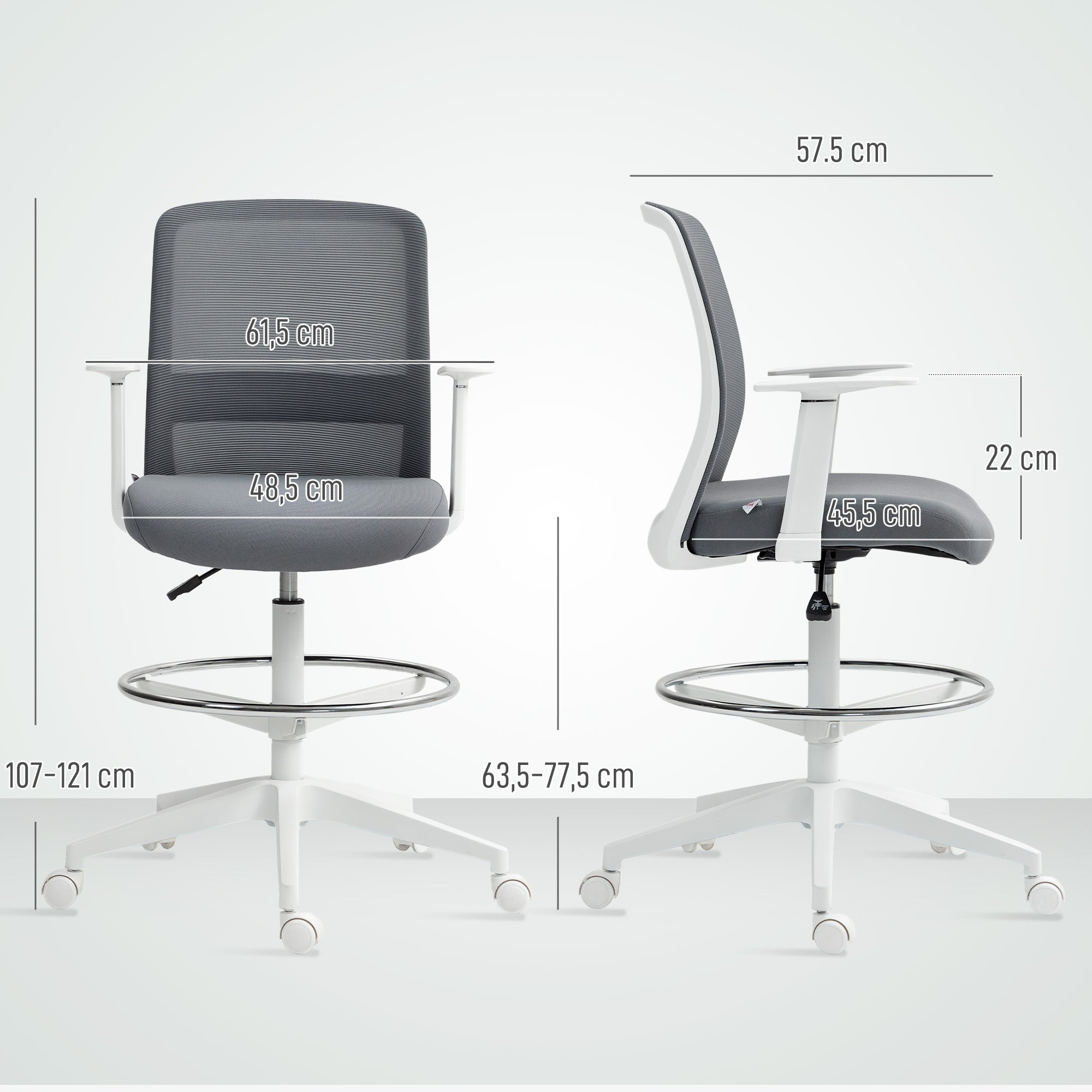 HOMCOM Ergonomic office chair with armrests and foot ring Packaging status original