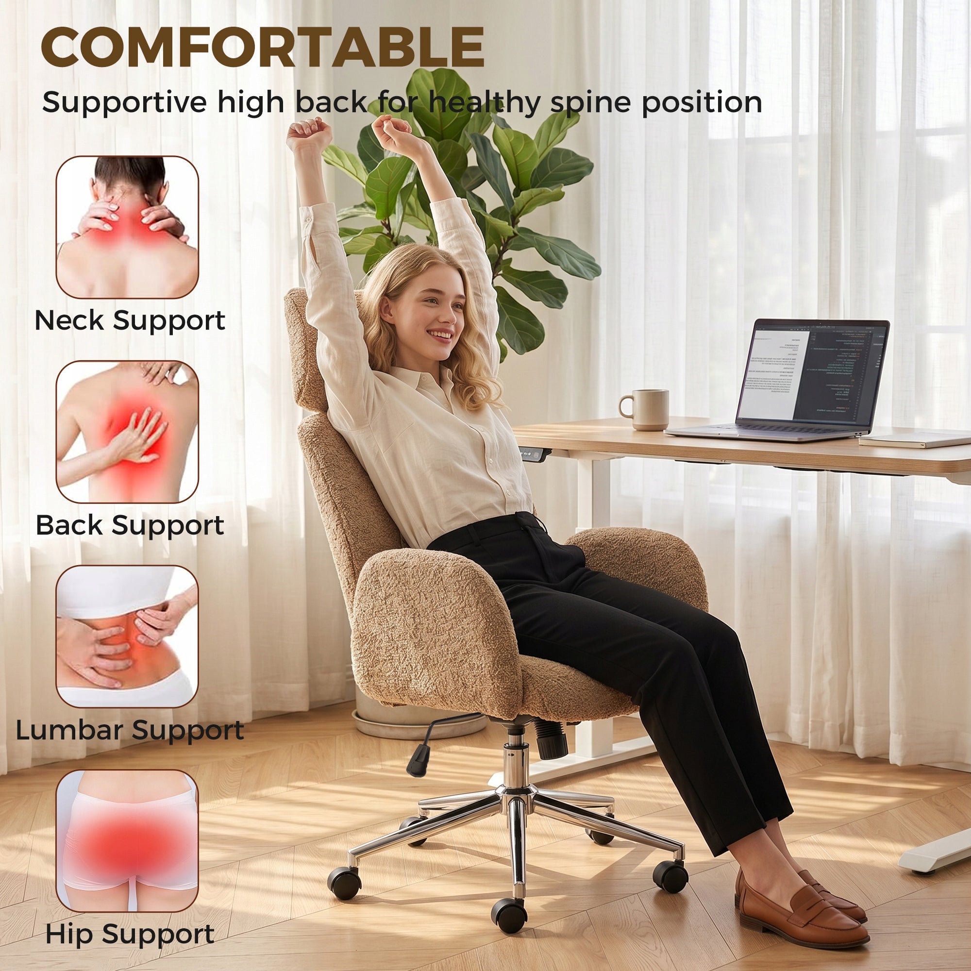 HOMCOM Height adjustable office chair, swivel with armrests Packaging status original