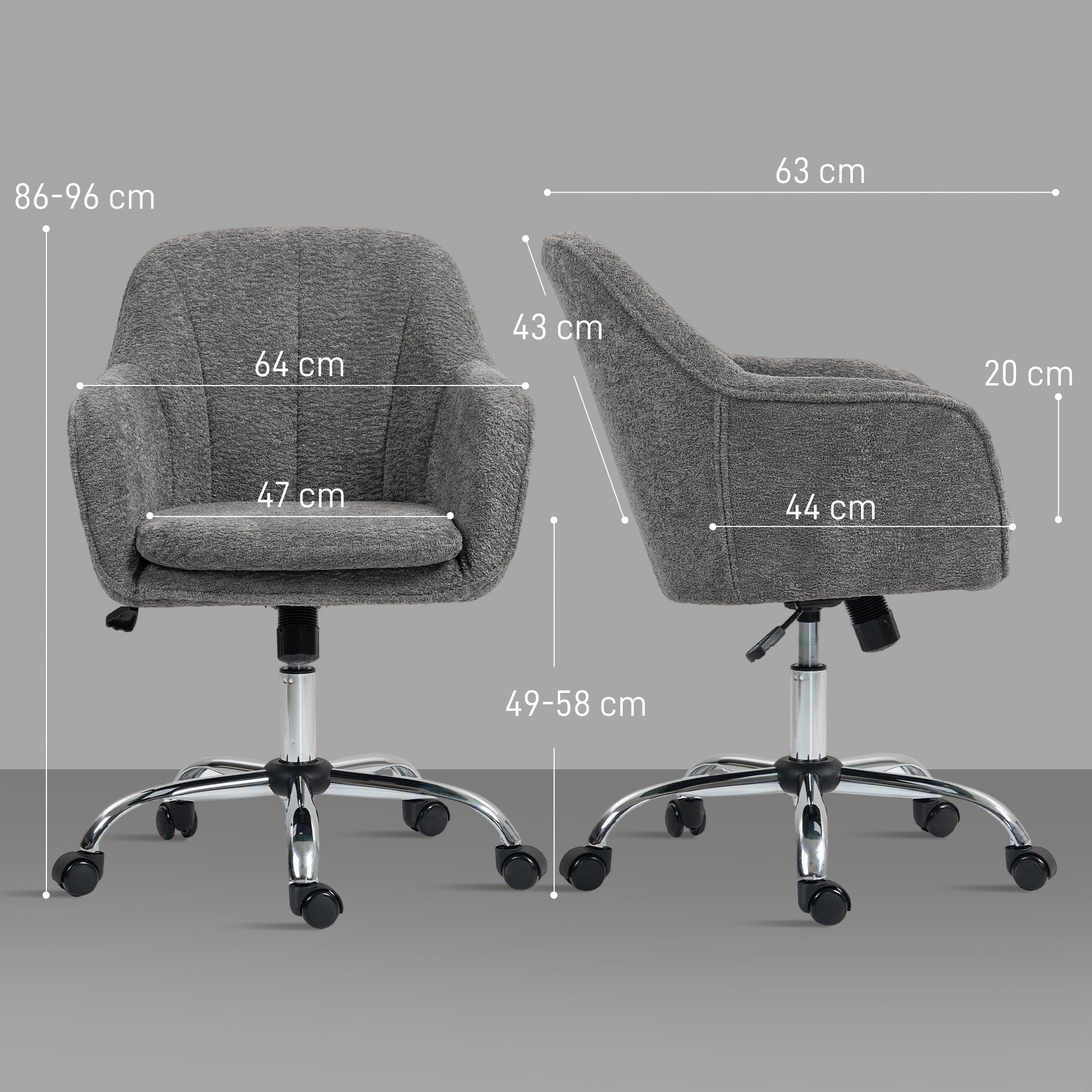 HOMCOM Office Chair with Rocking Function and Height Adjustment, Grey Brand Homcom