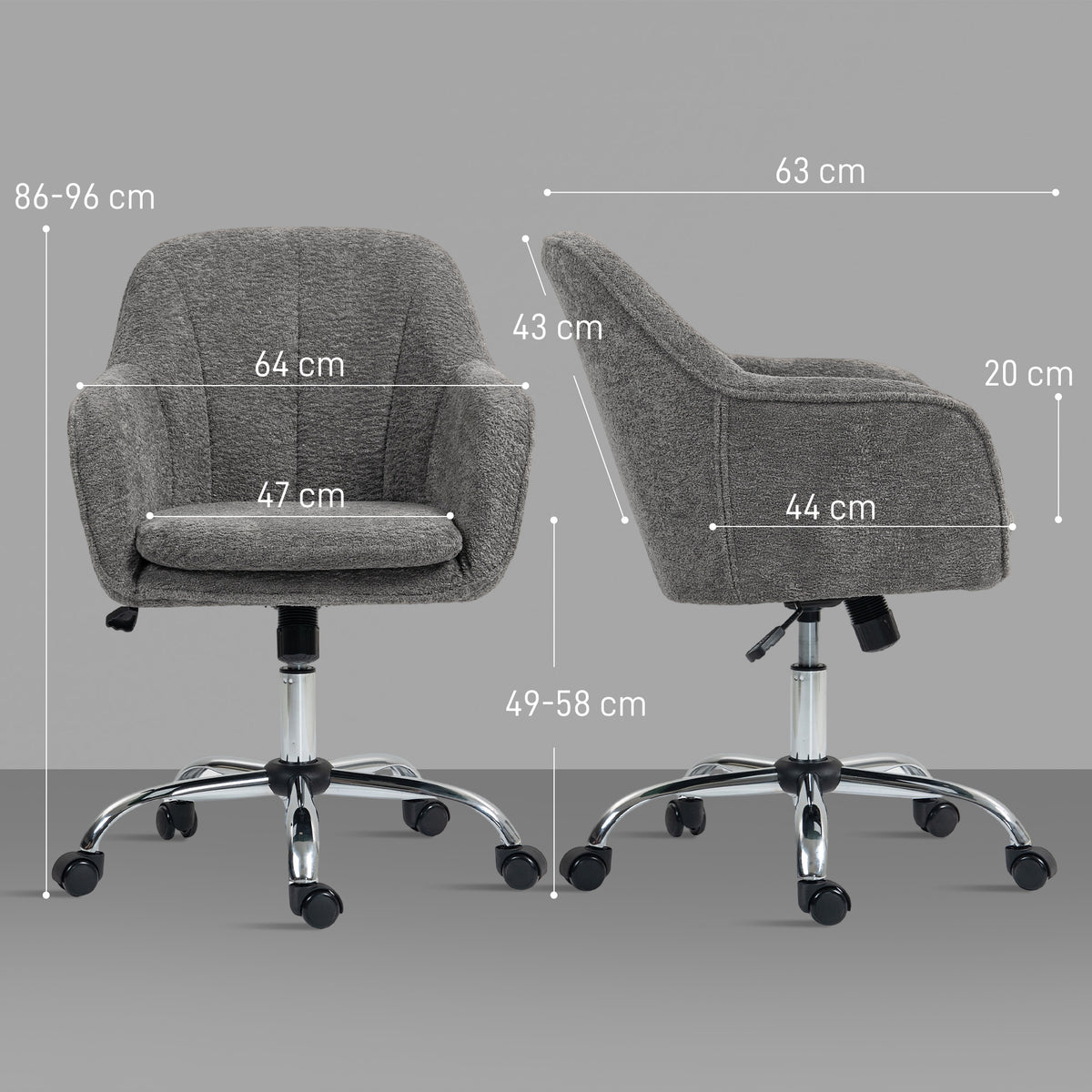 HOMCOM Office Chair with Rocking Function and Height Adjustment, Grey Brand Homcom