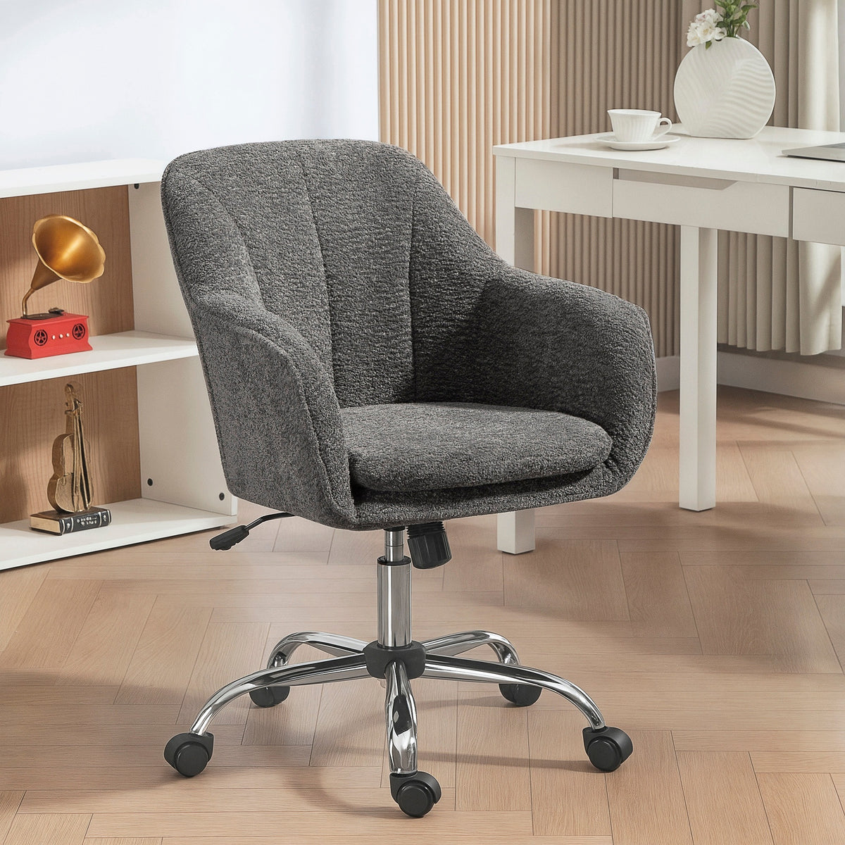 HOMCOM Office Chair with Rocking Function and Height Adjustment, Grey Packaging status original