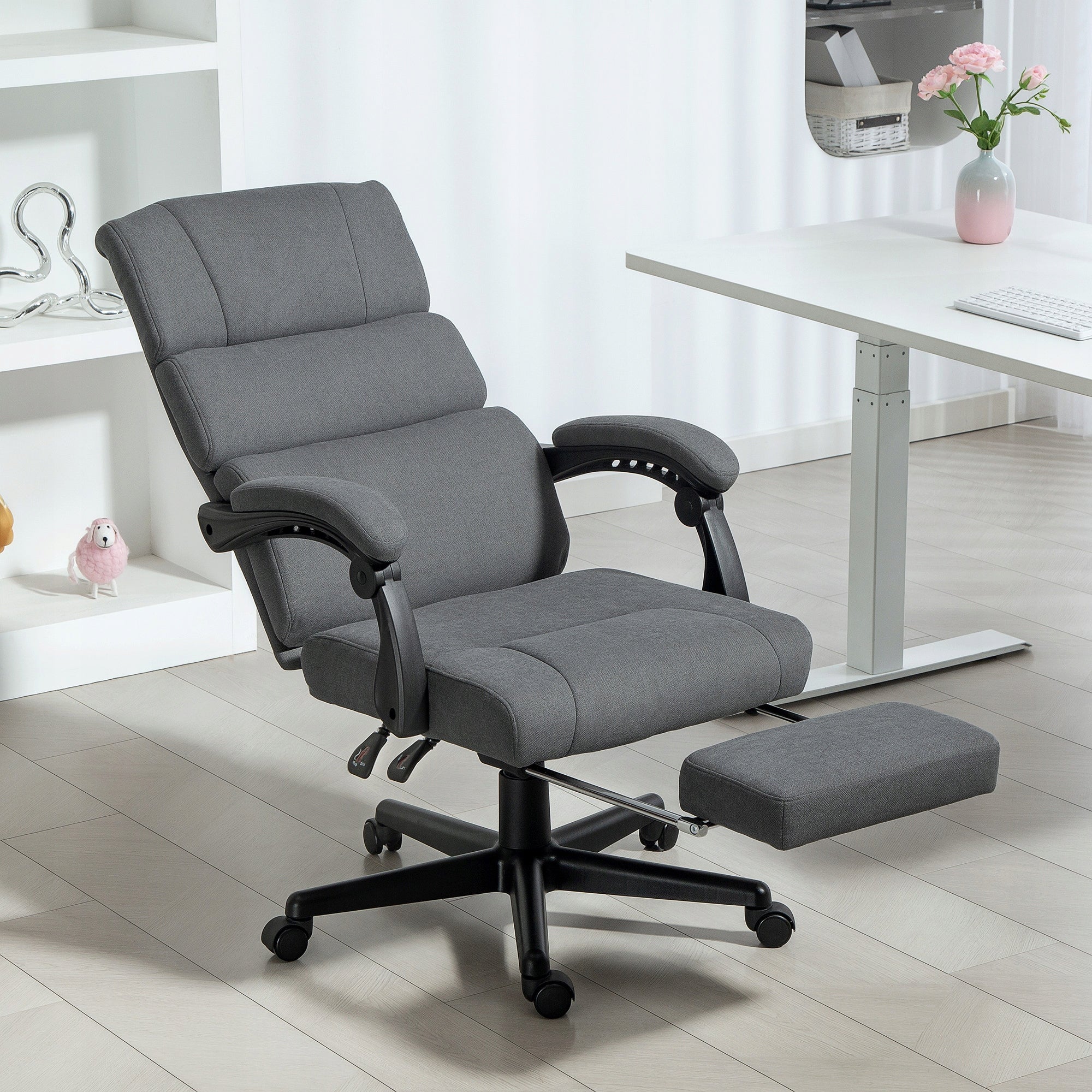 HOMCOM Office chair, ergonomic with head cushion, lumbar cushion Medical device no
