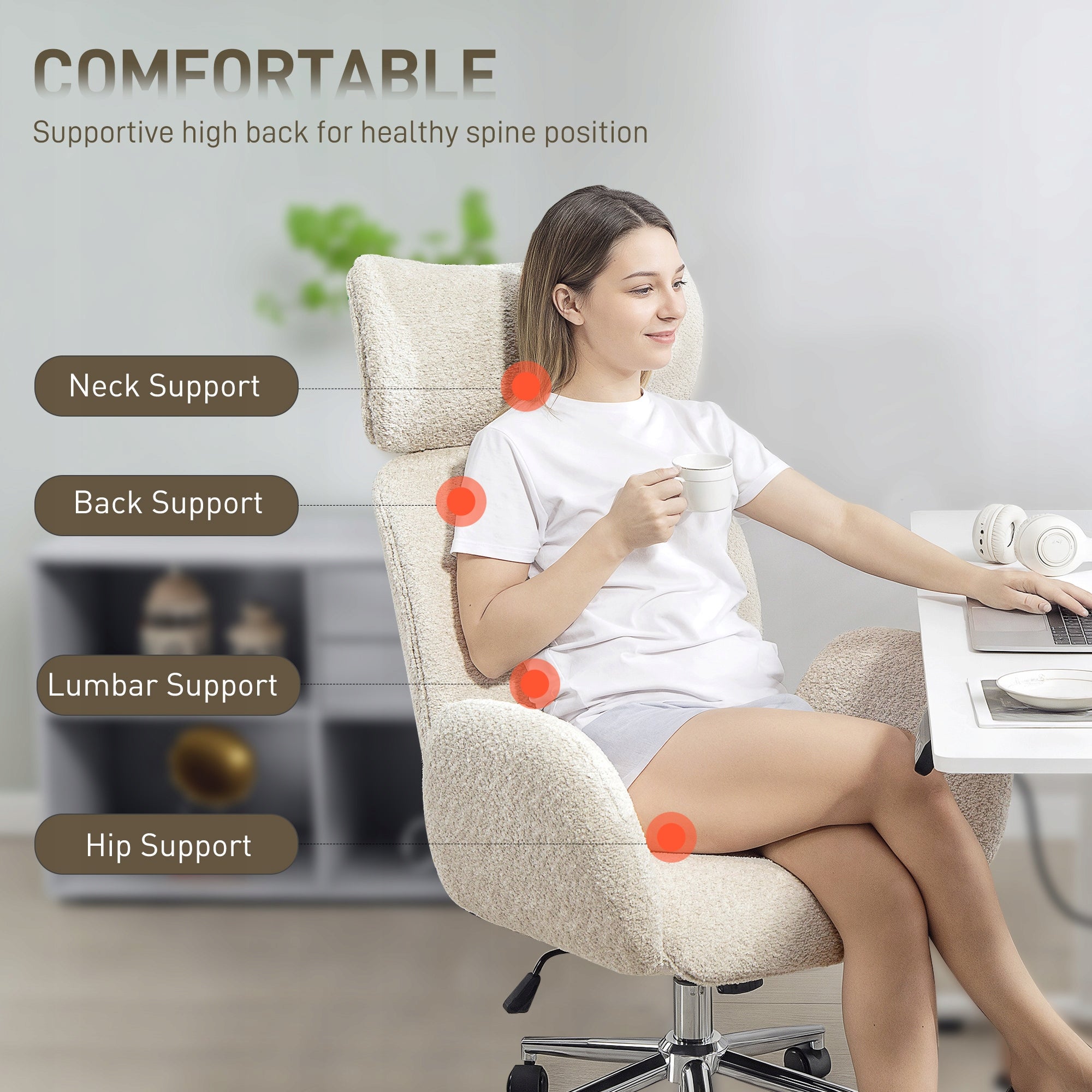 HOMCOM Office chair with adjustable headrest, tilt function, swivel Packaging status original