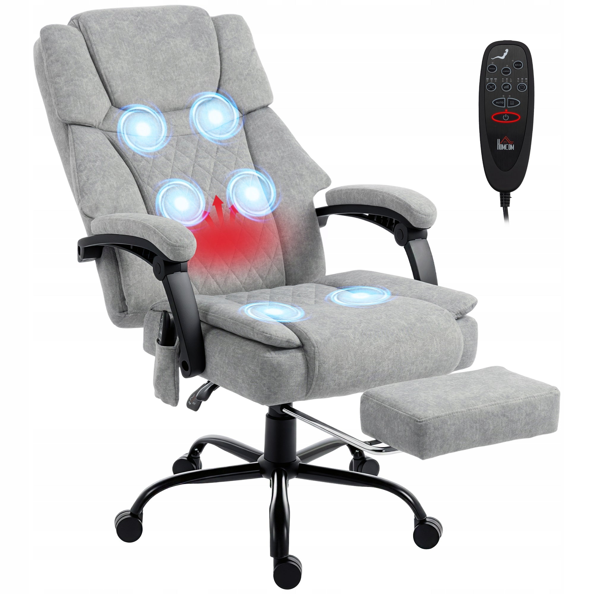 HOMCOM Office chair with massage function, heating, height adjustment