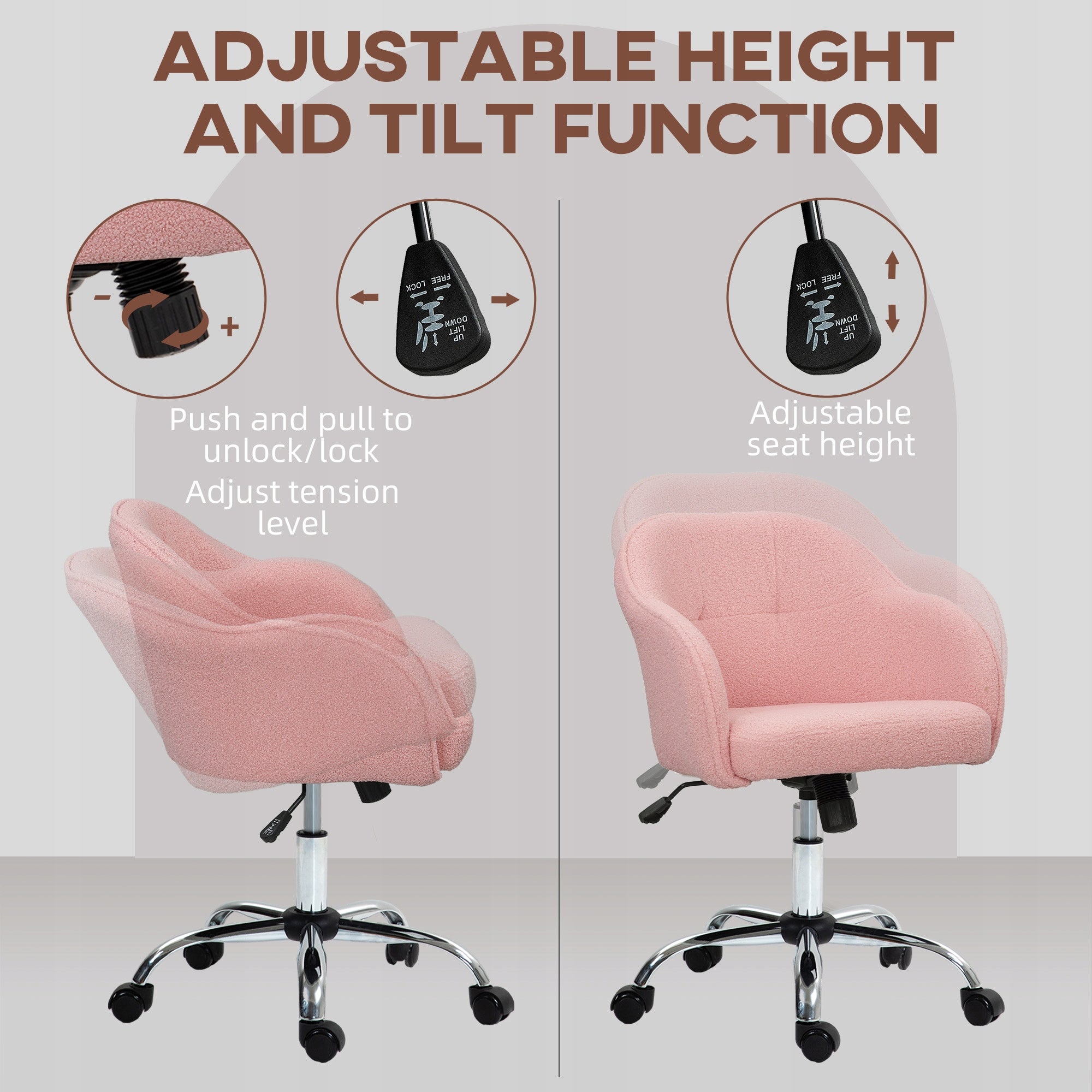 HOMCOM Pink Ergonomic Office Chair for Home Office Brand Homcom