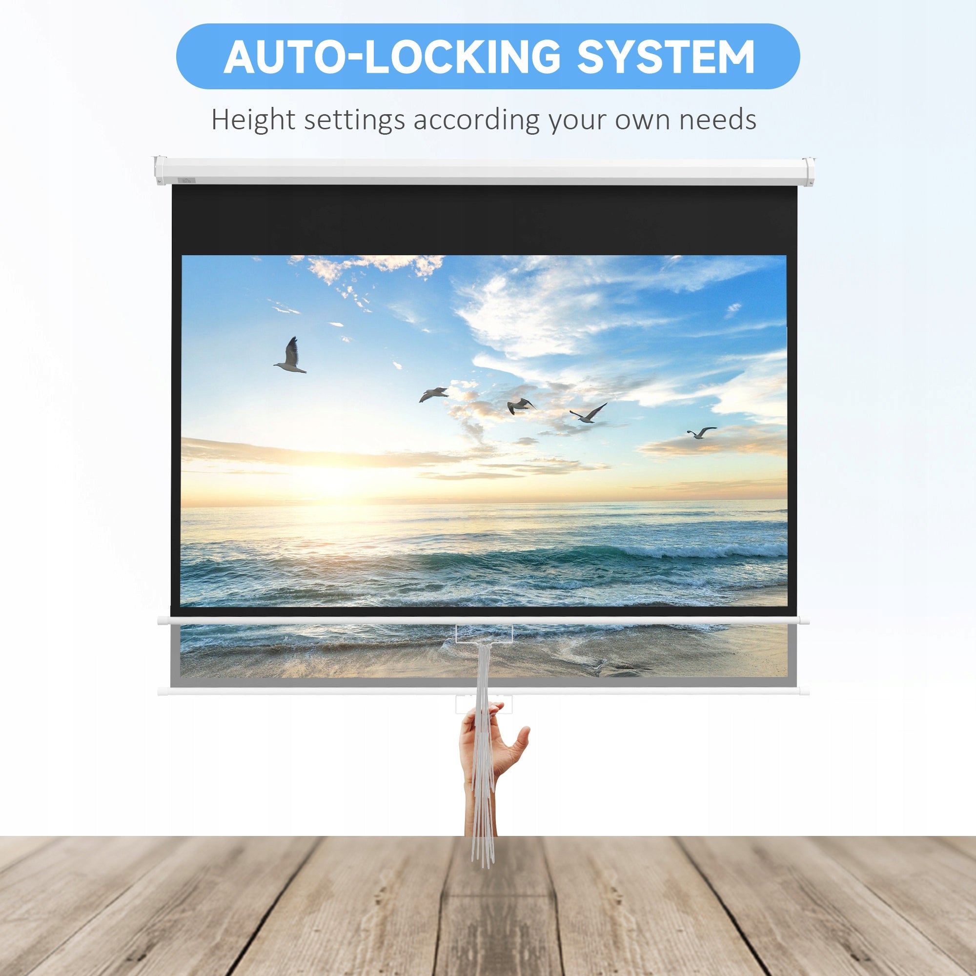 HOMCOM Projection Screen, Inc. Stand, Wall-Ceiling Mount 16:9 4K Model 001-018V00WT