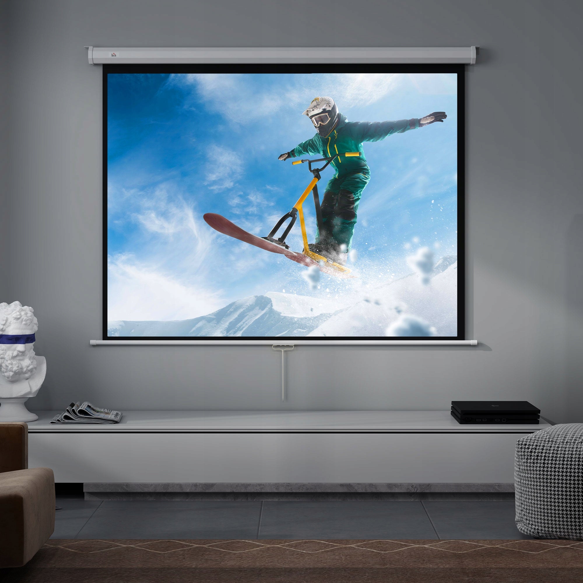 HOMCOM Projection screen 171 x 128 cm 84 inches 4:3 HD 4K