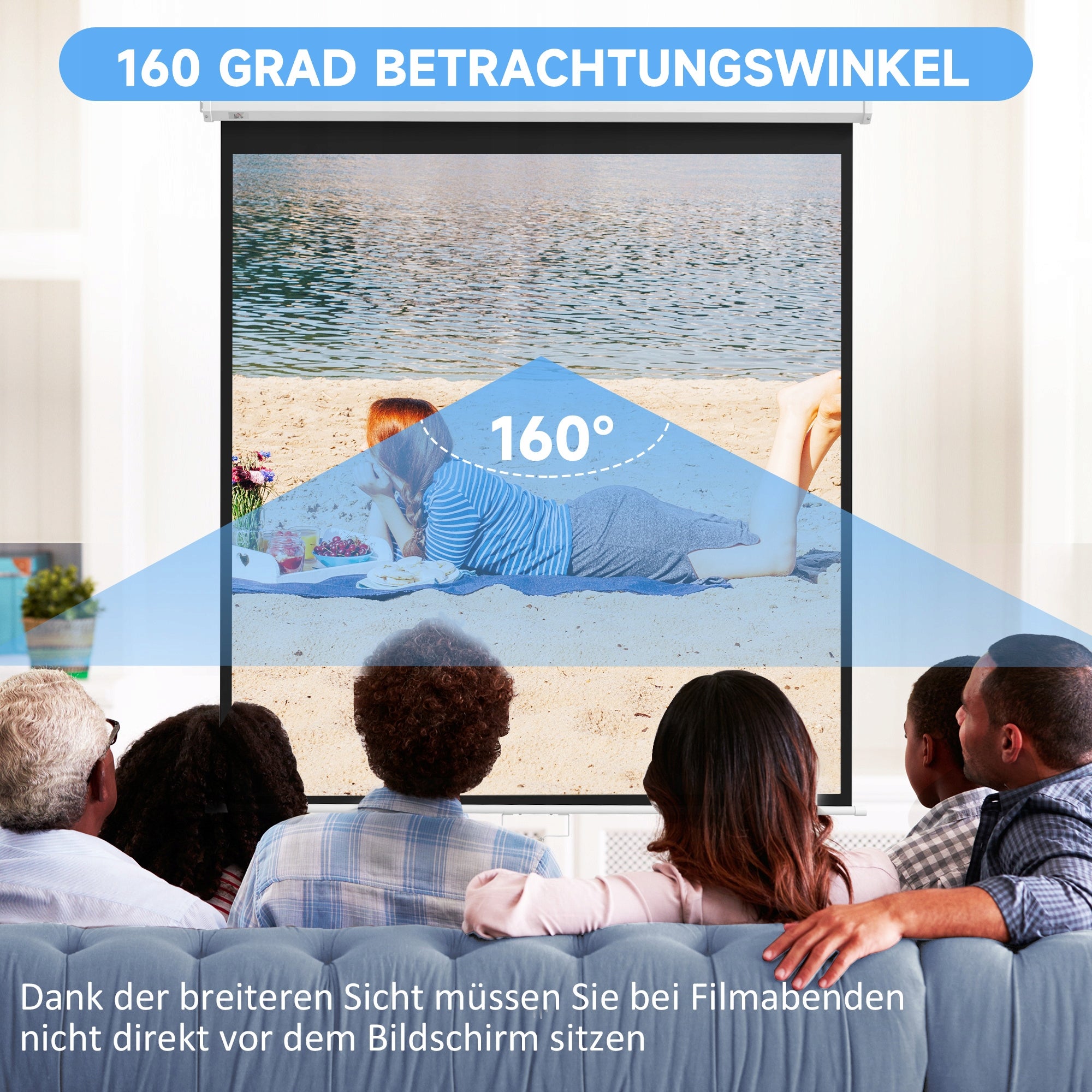 HOMCOM Projection screen 178 x 178 cm 99 inches 1:1 HD 4K