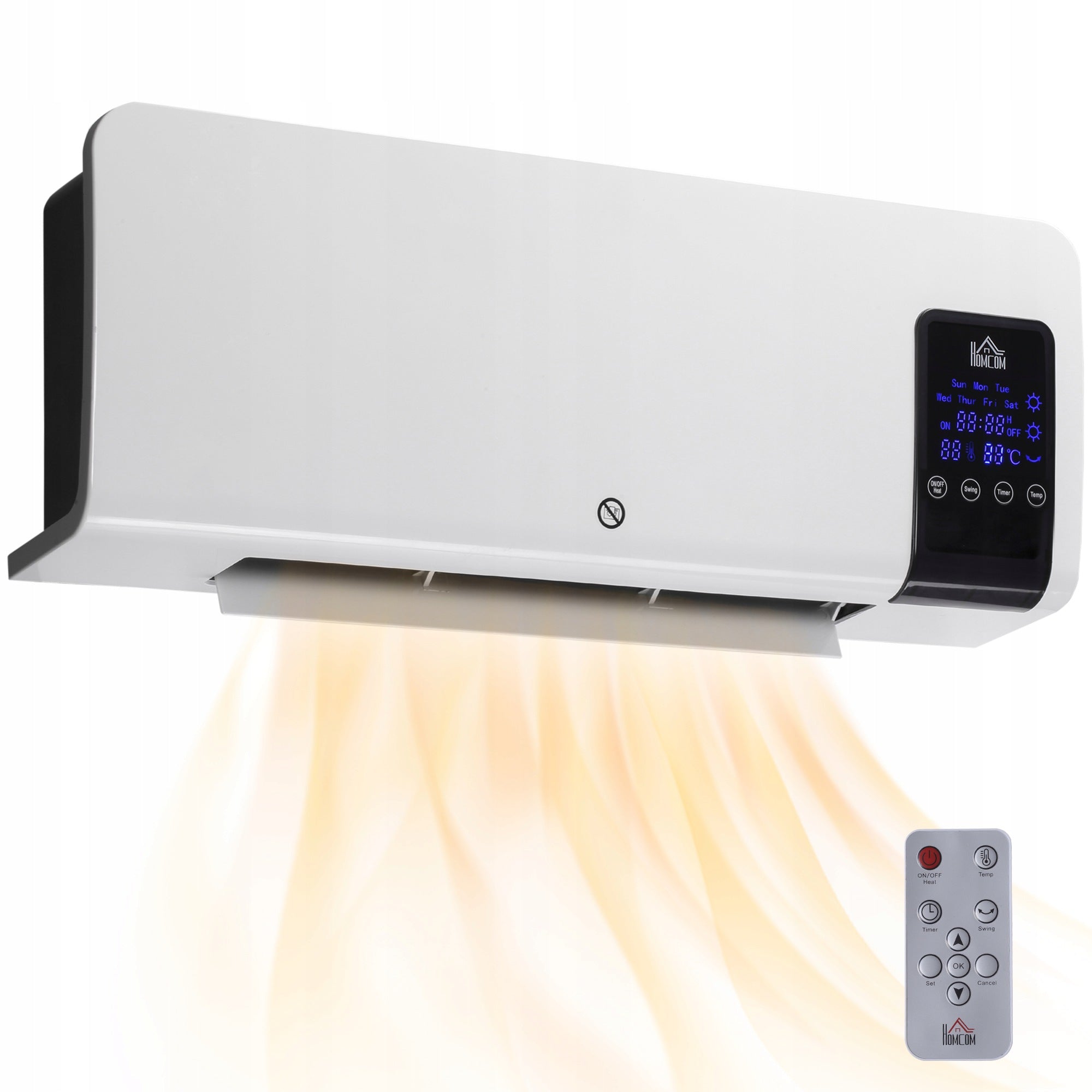 HOMCOM Wall heater 2000W, ceramic with remote control