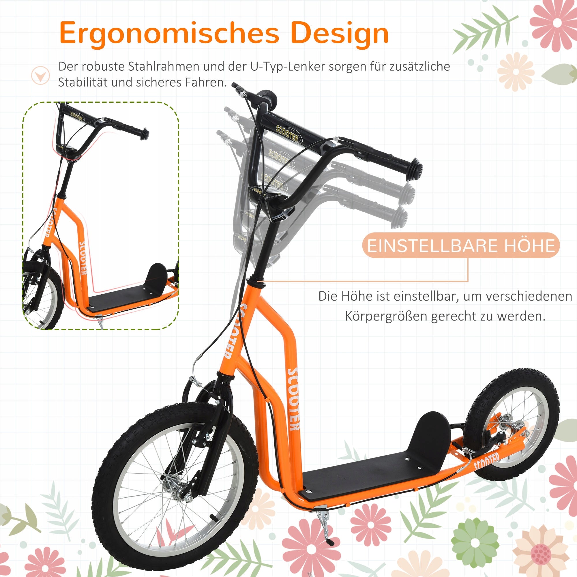 HOMCOM children's scooter city scooter adjustable orange Kind two-wheeled