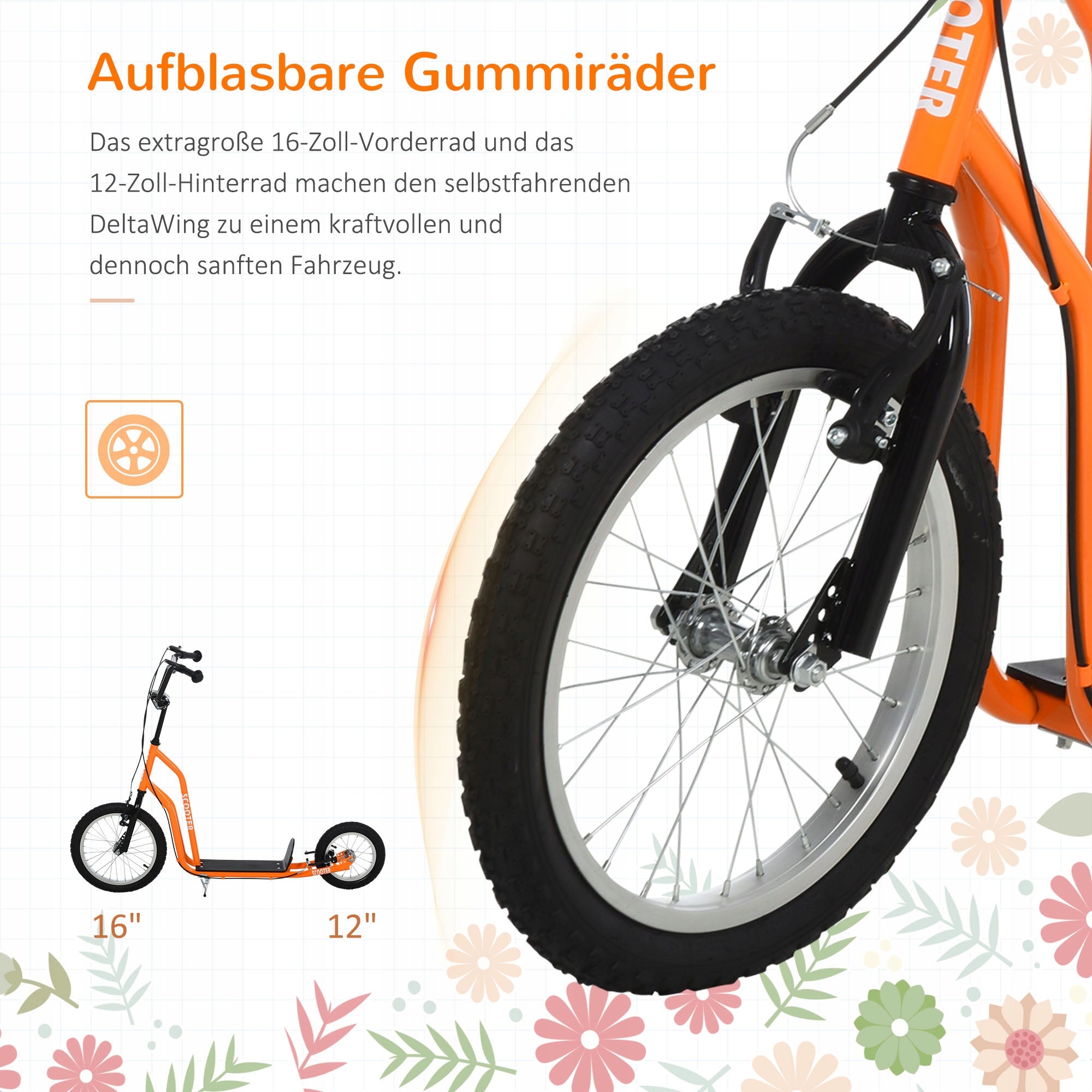 HOMCOM children's scooter city scooter adjustable orange Number of wheels 2