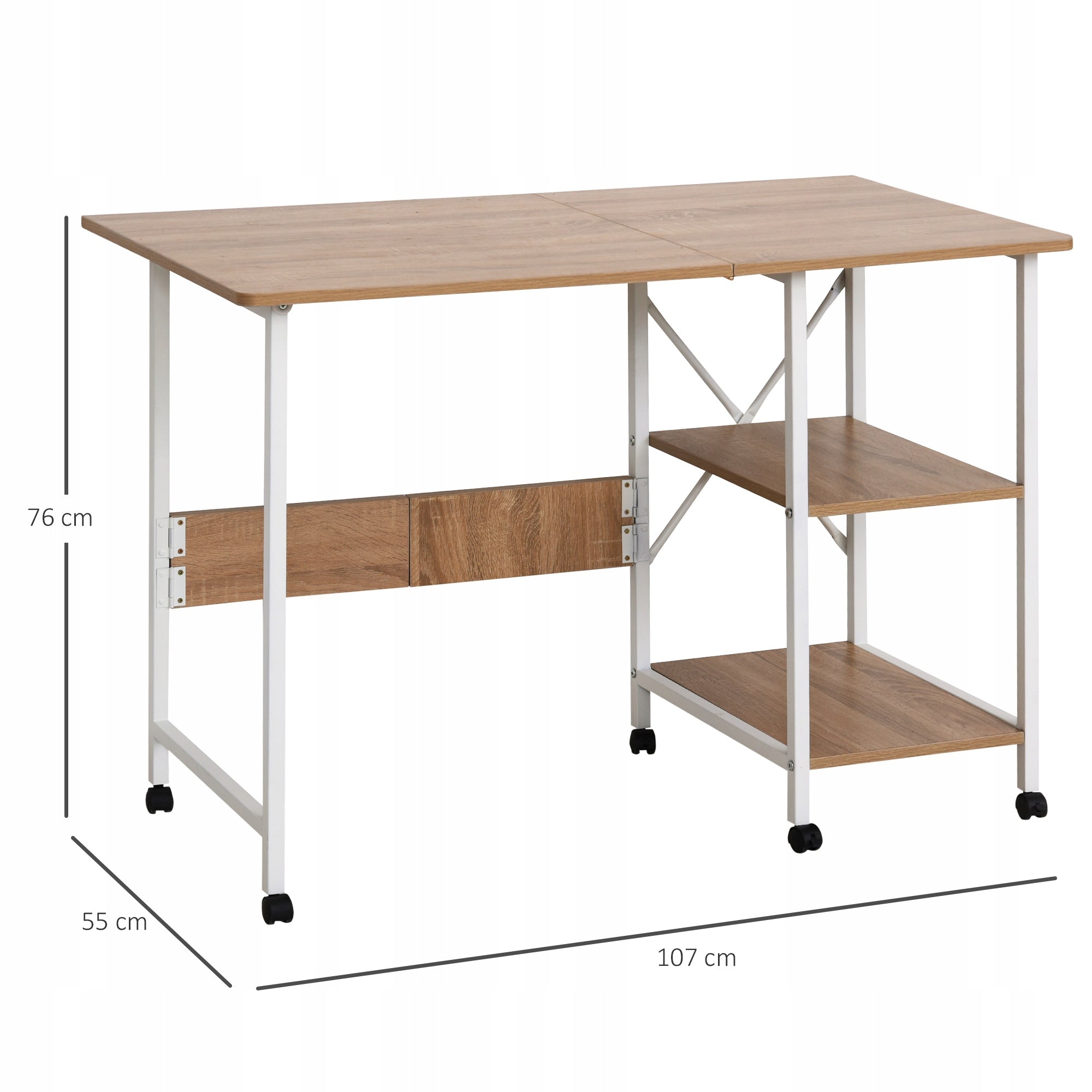 HOMCOM folding table, mobile MDF computer desk, natural Brand Homcom