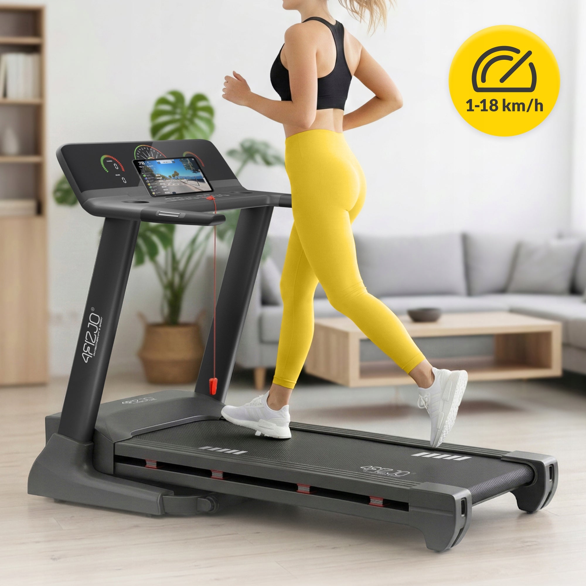 HOME ELECTRIC TRAINING TREADMILL FOLDING FOR FITNESS EXERCISES UP TO 120 KG Brand 4FIZJO