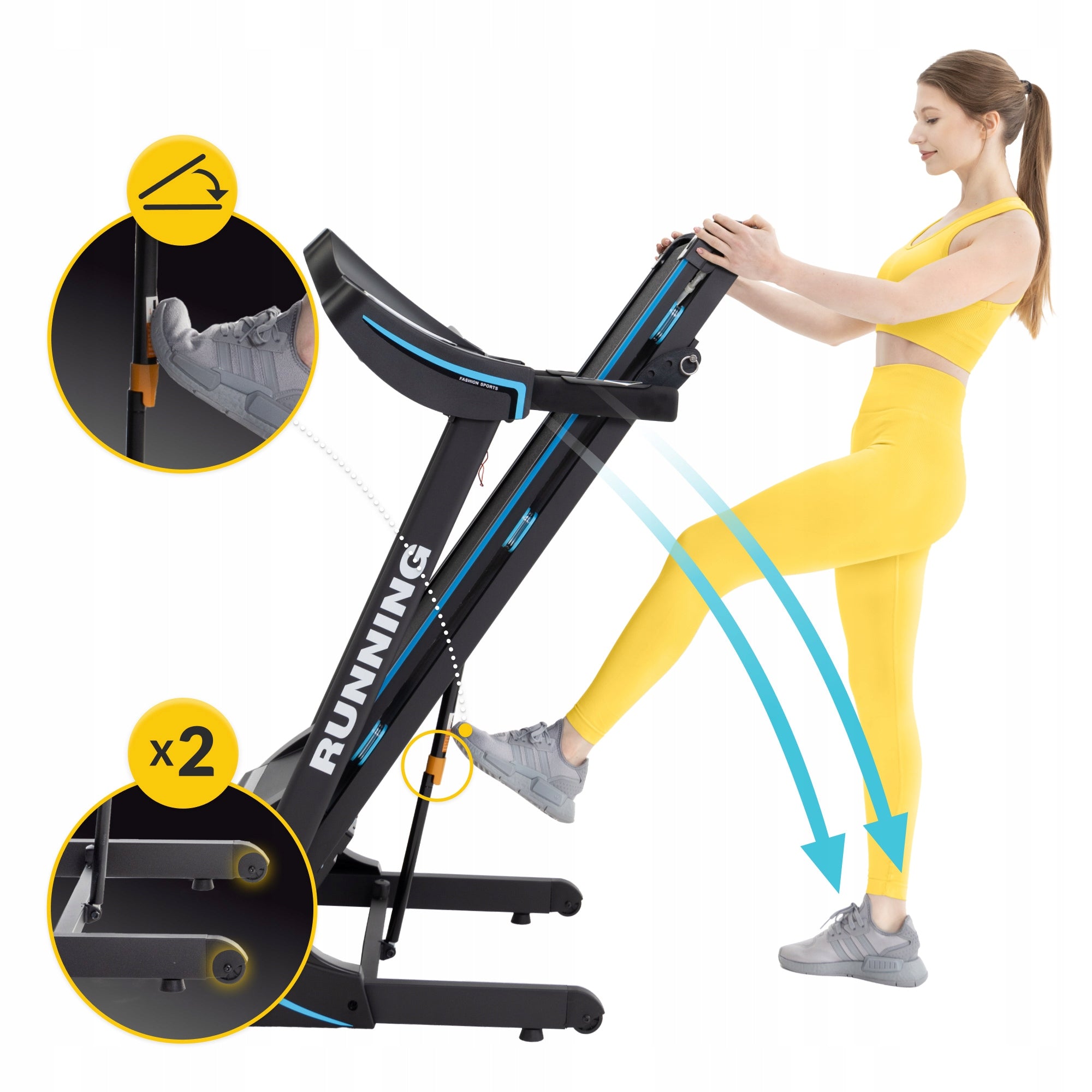 HOME ELECTRIC TREADMILL FOLDING WITH SHOCK ABSORPTION ADJUSTABLE ANGLE OF INCLINATION Brand 4FIZJO