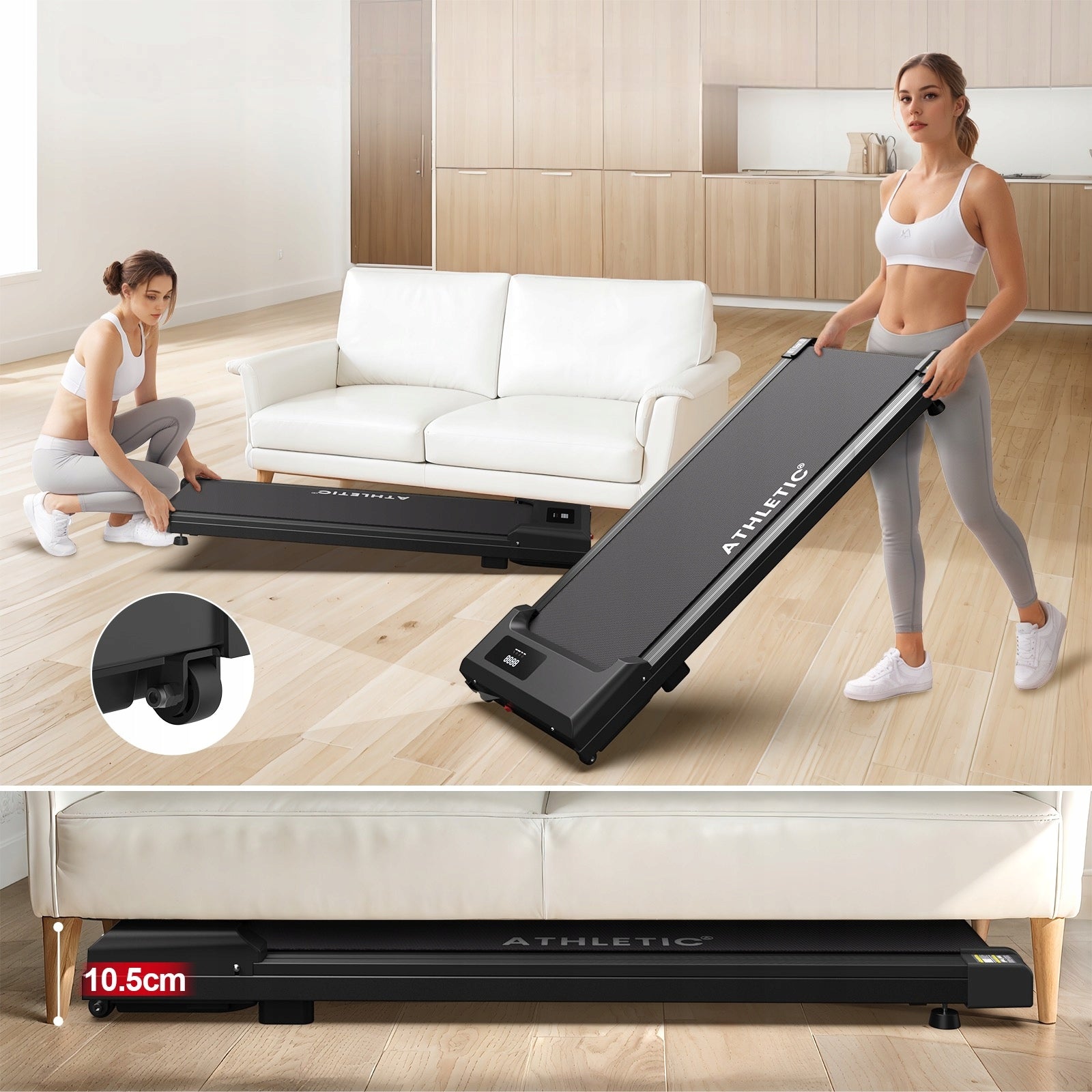 HOME ELECTRIC TREADMILL FOR BED 6 KM/H APPLICATION QUIET REMOTE CONTROL 120 KG Brand Athletic
