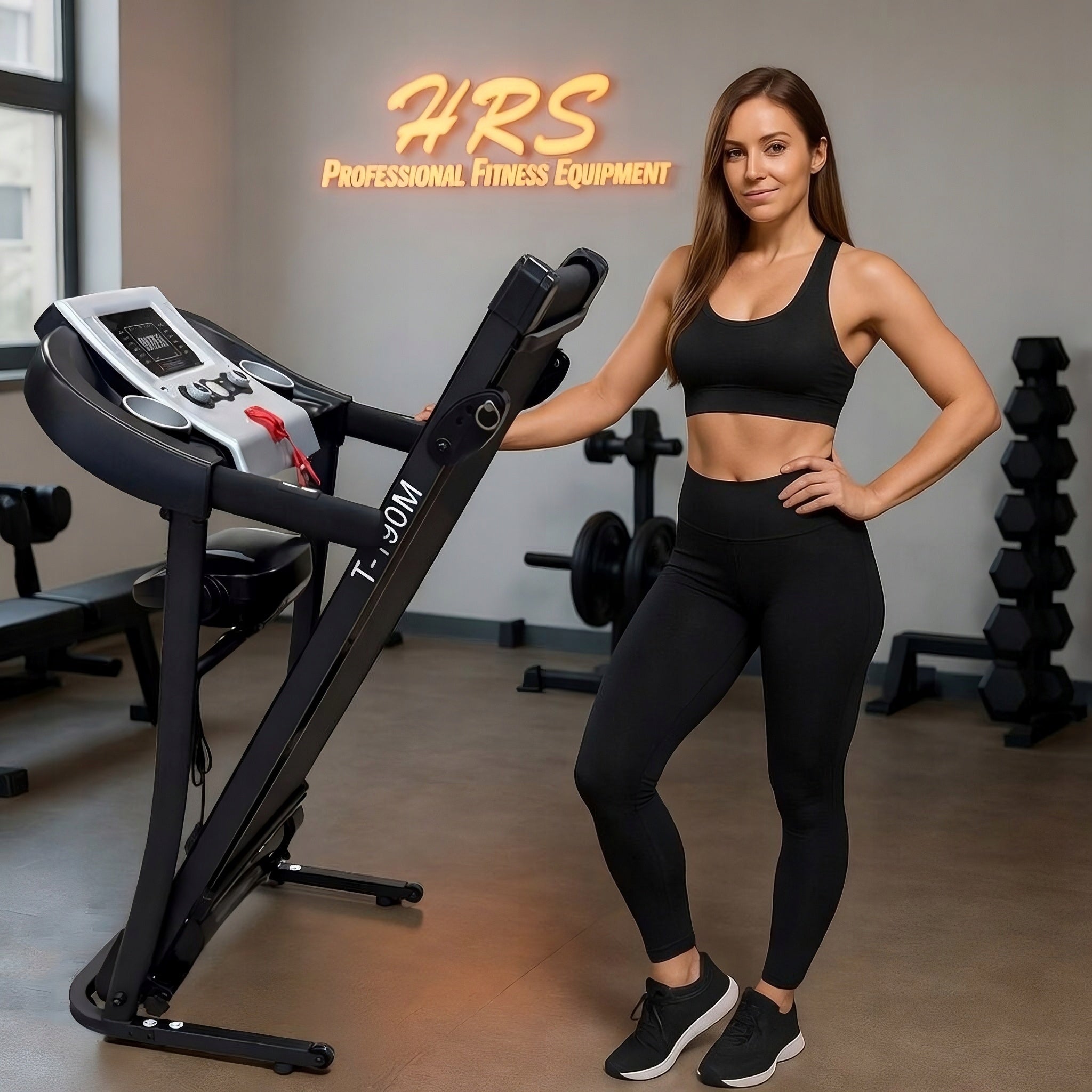 HOME ELECTRIC TREADMILL HRS T-190M MASSAGER FOLDING TILT ADJUSTMENT Brand HRS