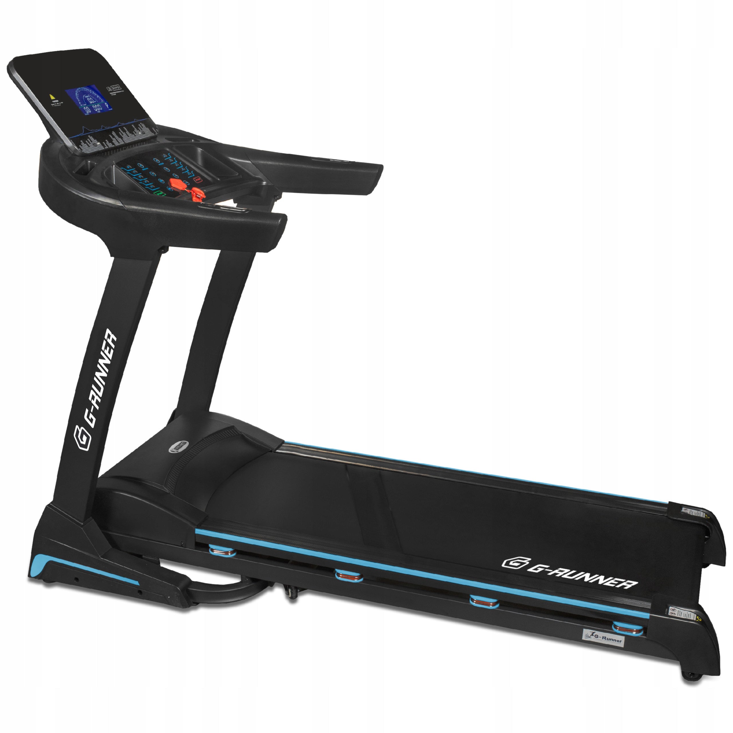 HOME ELECTRIC TREADMILL STRONG FIT-NET 850 AUTO LIFT USB SHOCK ABSORPTION Additional features speakers keyboard shortcuts safety key transport wheels place for water bottle place for mobile phone/tablet foldable training programs tilt angle adjustment touch sensors USB port display