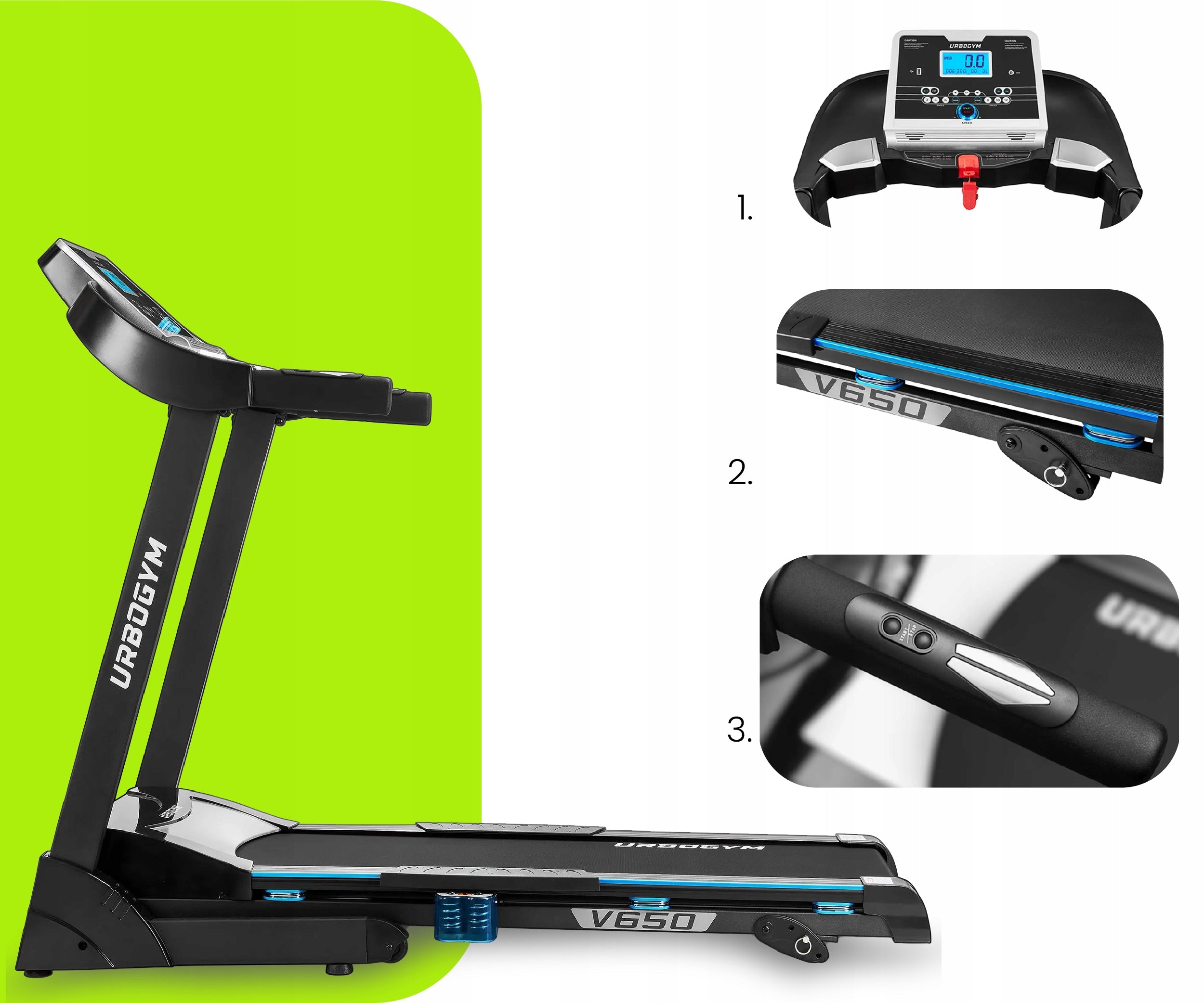 HOME ELECTRIC TREADMILL V650 SHOCK ABSORPTION RAISE PULSE FOLDING Model V650